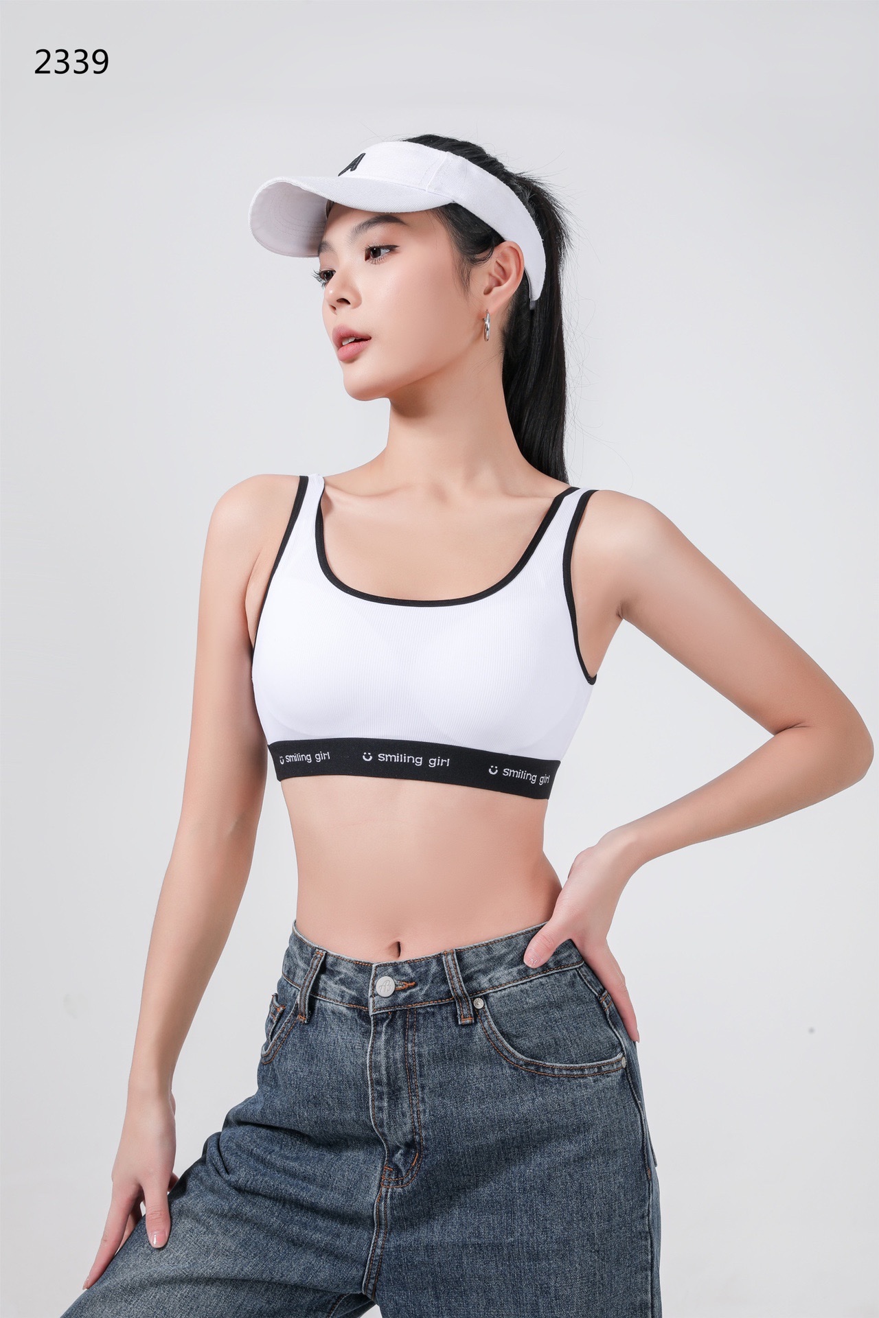 2339 Latex Fixed Cup Pilates Exercise Yoga Nylon High Elastic Fine Rib Casual Back Bra (M L 2) details Picture