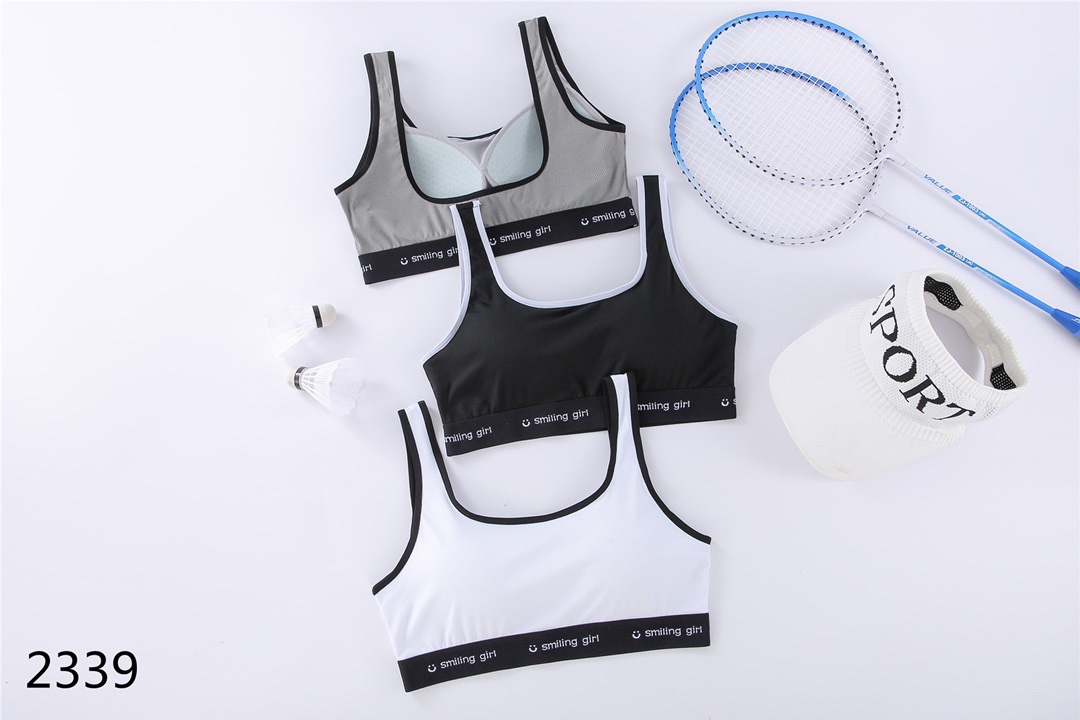 2339 Latex Fixed Cup Pilates Exercise Yoga Nylon High Elastic Fine Rib Casual Back Bra (M L 2) details Picture