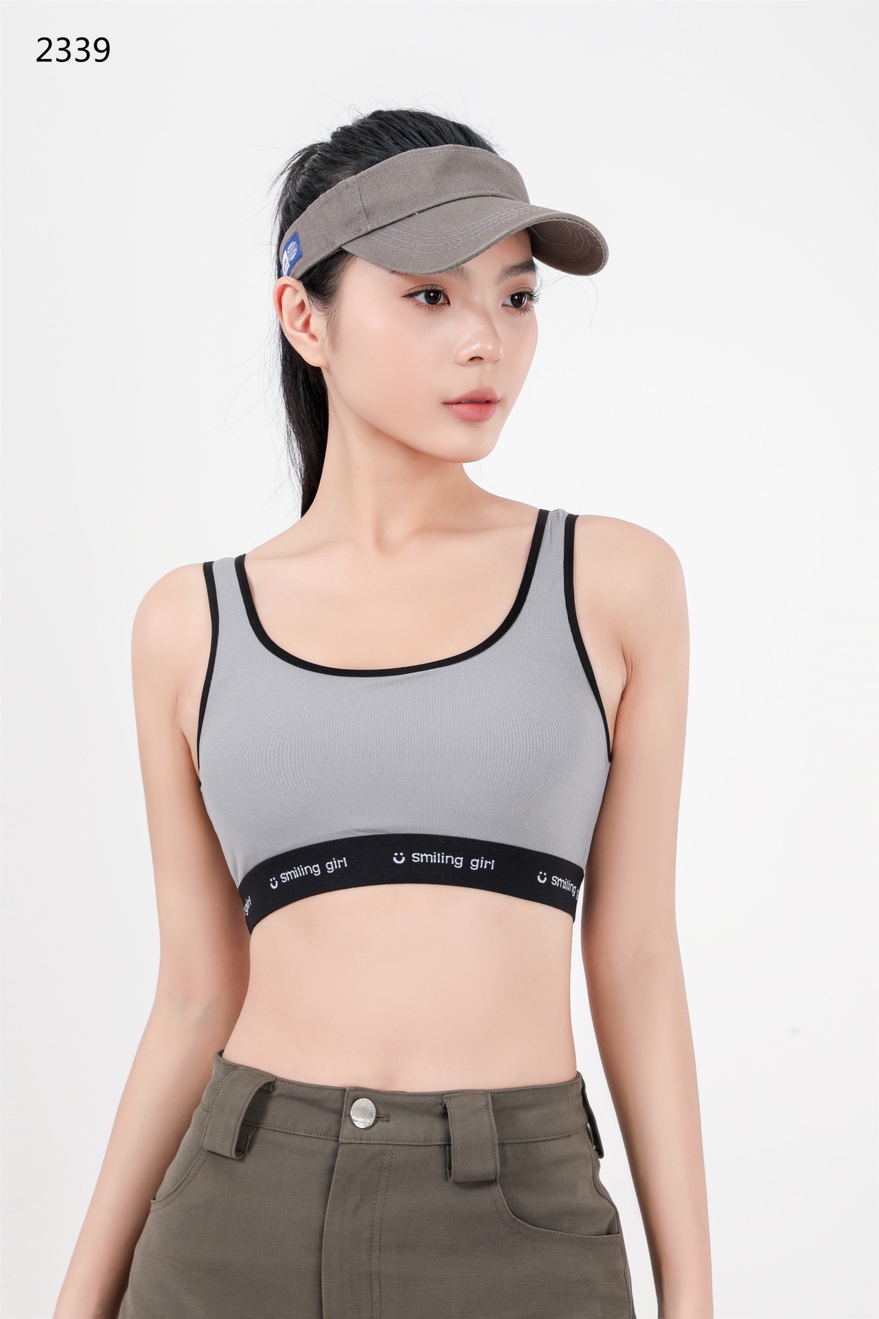 2339 Latex Fixed Cup Pilates Exercise Yoga Nylon High Elastic Fine Rib Casual Back Bra (M L 2) undefined