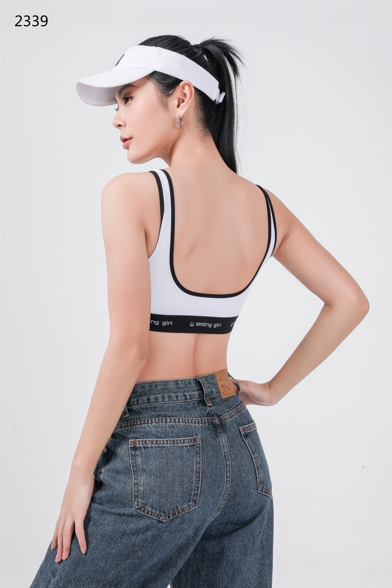 2339 Latex Fixed Cup Pilates Exercise Yoga Nylon High Elastic Fine Rib Casual Back Bra (M L 2) Specification drawing