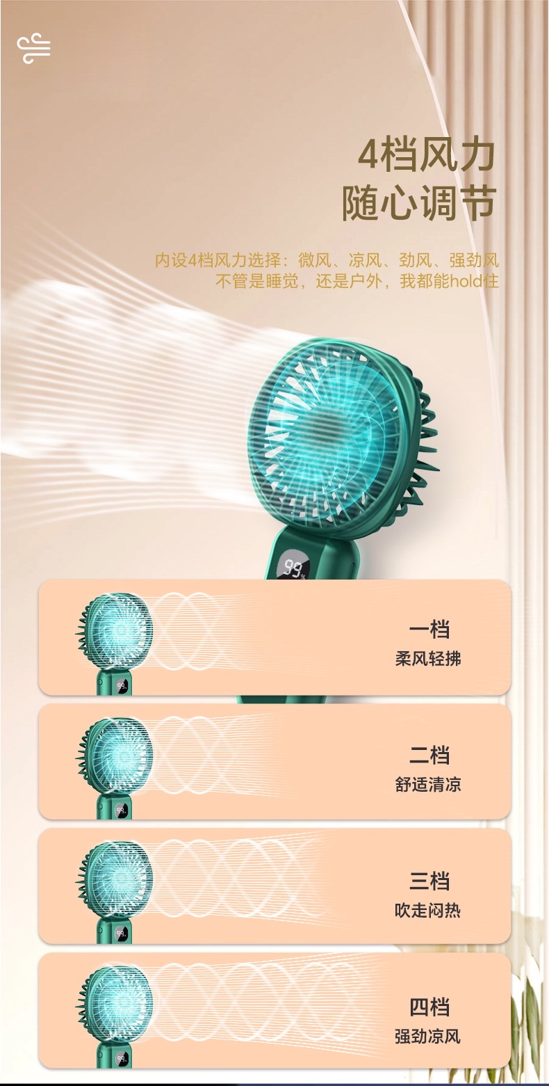 新款手持小风扇静音礼品折叠挂脖式usb便携迷你小电风扇批发 详情图3