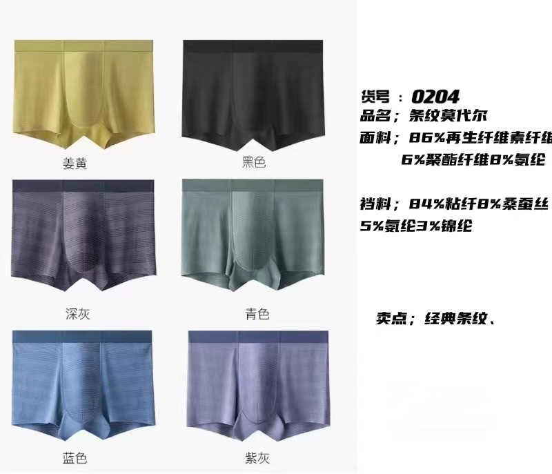 Modal Striped Three-Pack Boxer Briefs For Men details Picture