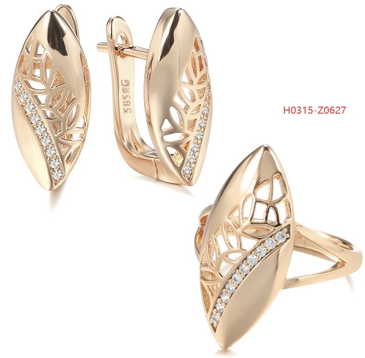 Gulkina跨境电商货源585紫金18k电镀真金耳饰时尚耳环耳钉套装 饰品女耳饰款式复古镂空耳坠俄贸易首饰批发