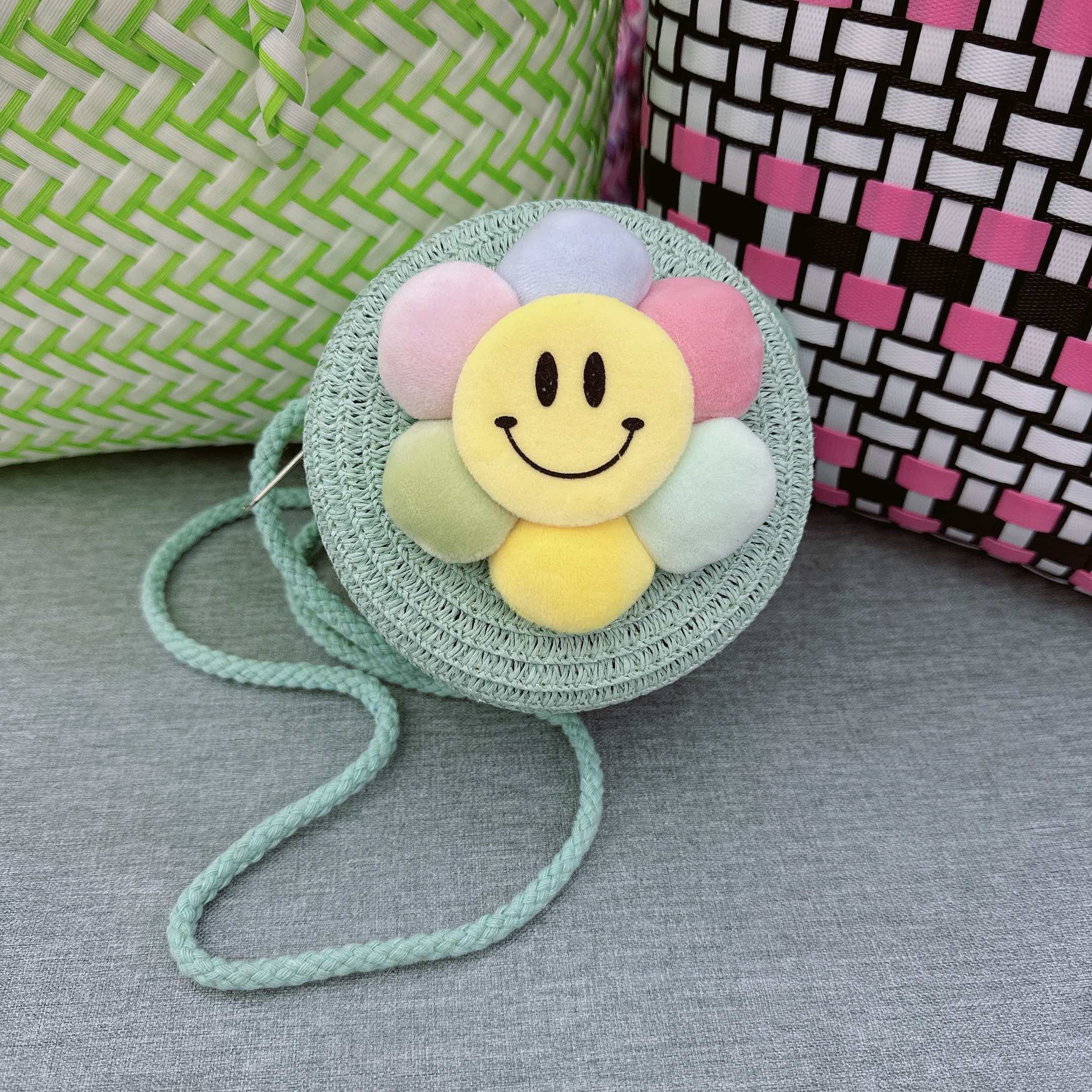 Summer new straw woven bags, straw bag woven bags, coin purse, children's small bags, key bags, crossbody mini beach bags, small round bags detail image 9