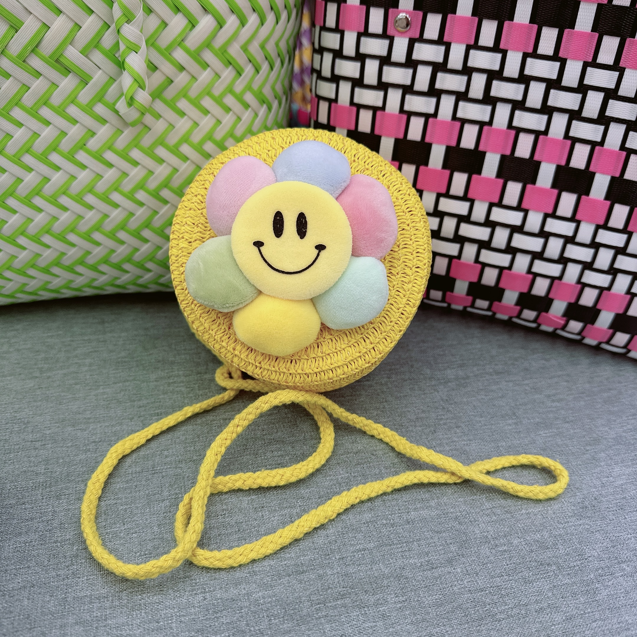 Summer new straw woven bags, straw bag woven bags, coin purse, children's small bags, key bags, crossbody mini beach bags, small round bags details Picture