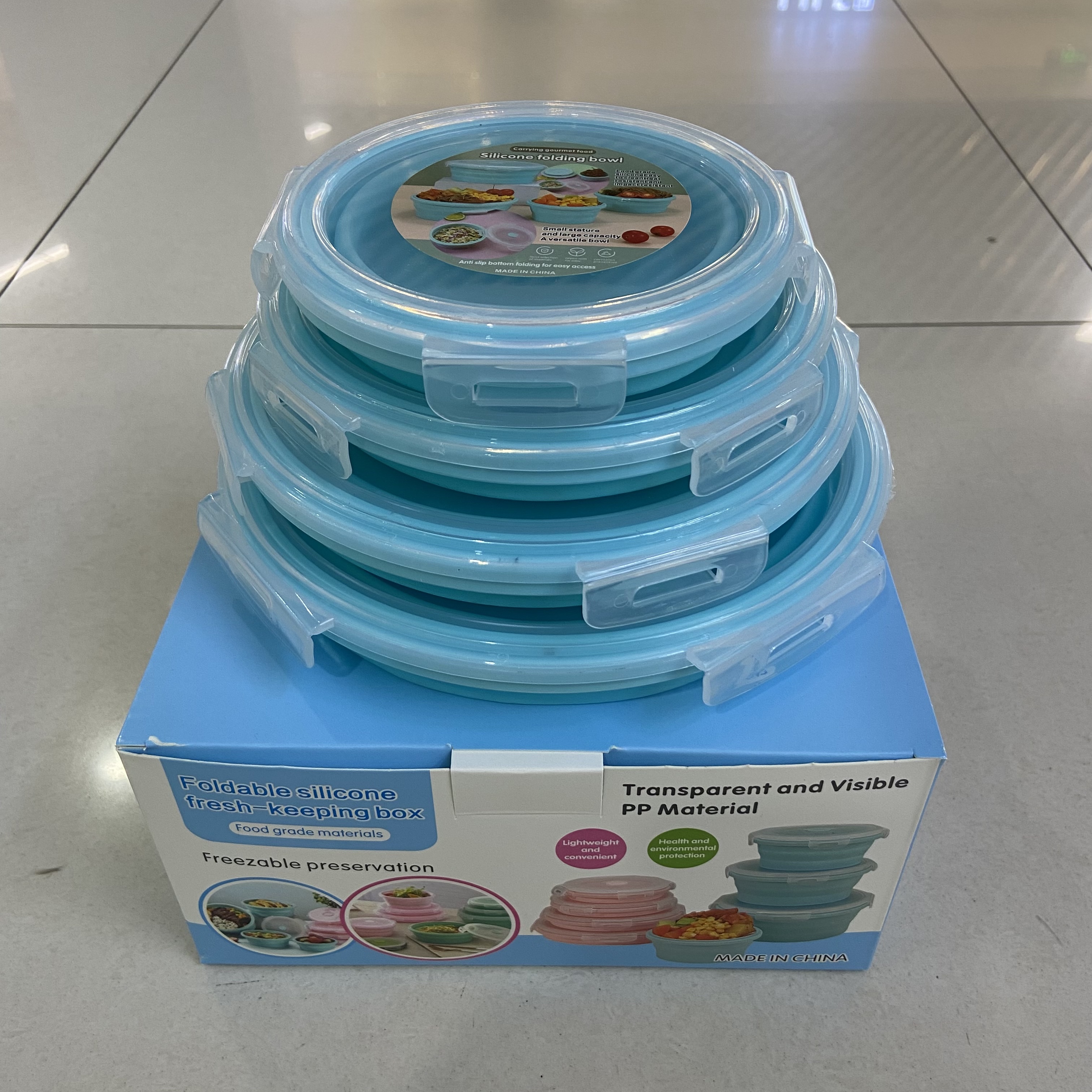 Folding Bowl Outdoor Silicone Lunch Box Microwave Bento, Portable Lunch Box, Telescopic Bowl, Travel Noodle Bowl details Picture