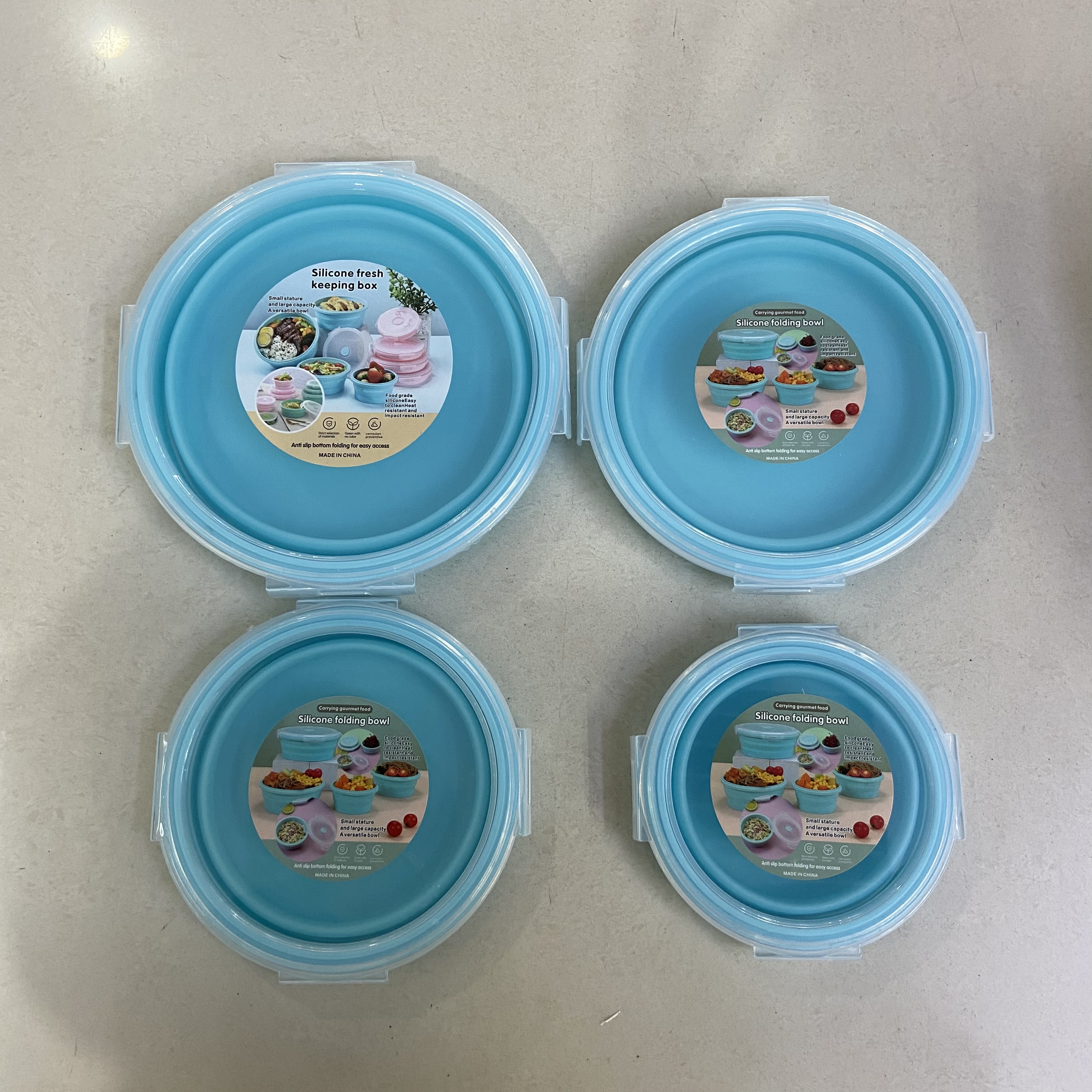 Folding Bowl Outdoor Silicone Lunch Box Microwave Bento, Portable Lunch Box, Telescopic Bowl, Travel Noodle Bowl details Picture