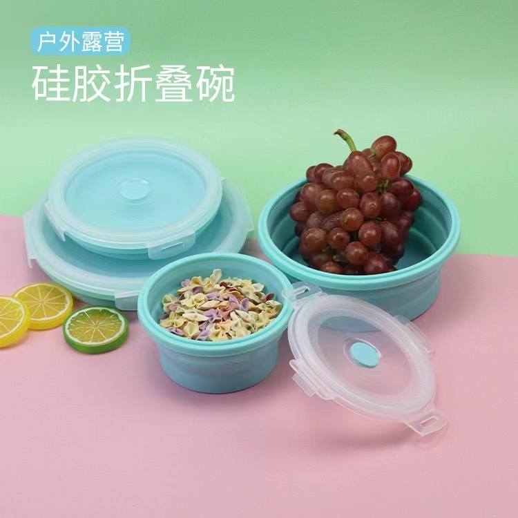Folding Bowl Outdoor Silicone Lunch Box Microwave Bento, Portable Lunch Box, Telescopic Bowl, Travel Noodle Bowl Application Scenario