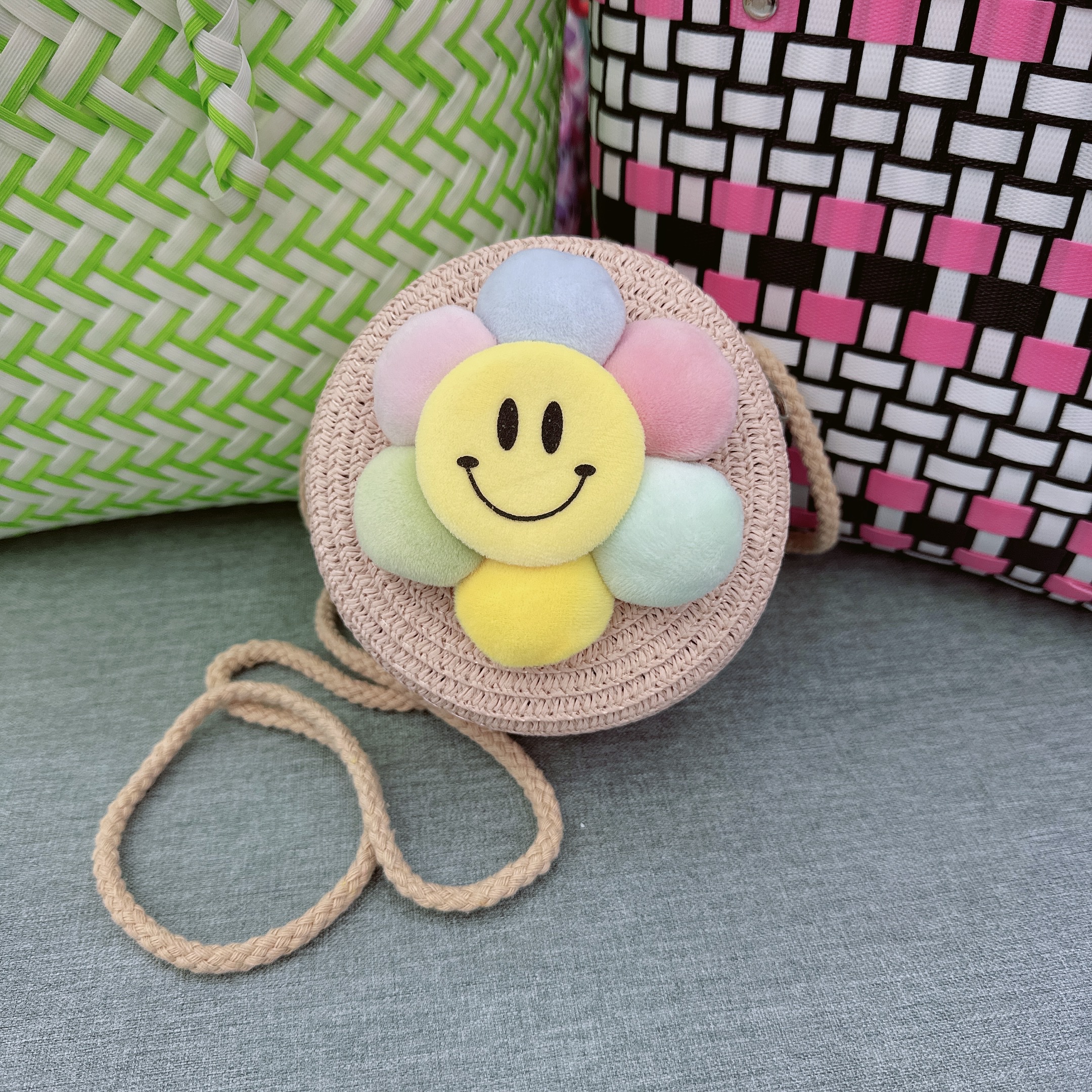 Summer new straw woven bags, straw bag woven bags, coin purse, children's small bags, key bags, crossbody mini beach bags, small round bags detail image 7