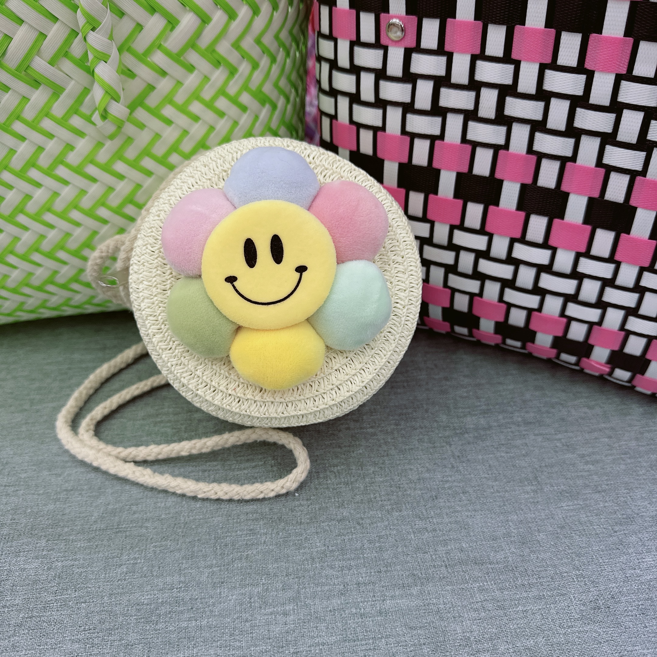 Summer new straw woven bags, straw bag woven bags, coin purse, children's small bags, key bags, crossbody mini beach bags, small round bags detail image 8