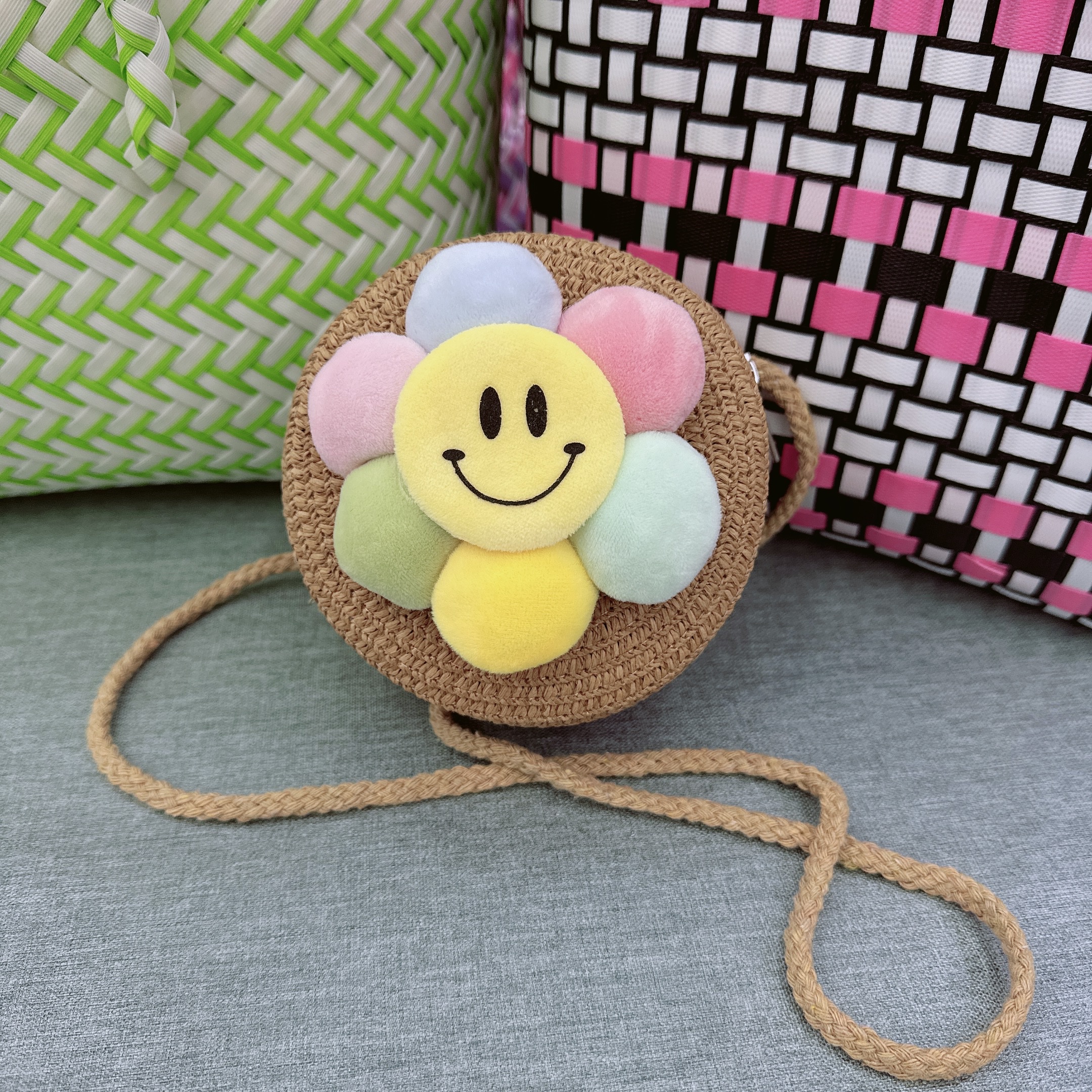 Summer new straw woven bags, straw bag woven bags, coin purse, children's small bags, key bags, crossbody mini beach bags, small round bags detail image 4