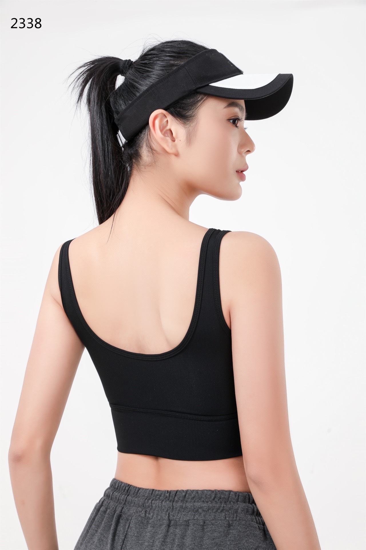 2338 Thousand Change Latex Fixed Cup Nylon High Elastic Fine Ribbed Casual Back Bra (M L Two Size) undefined