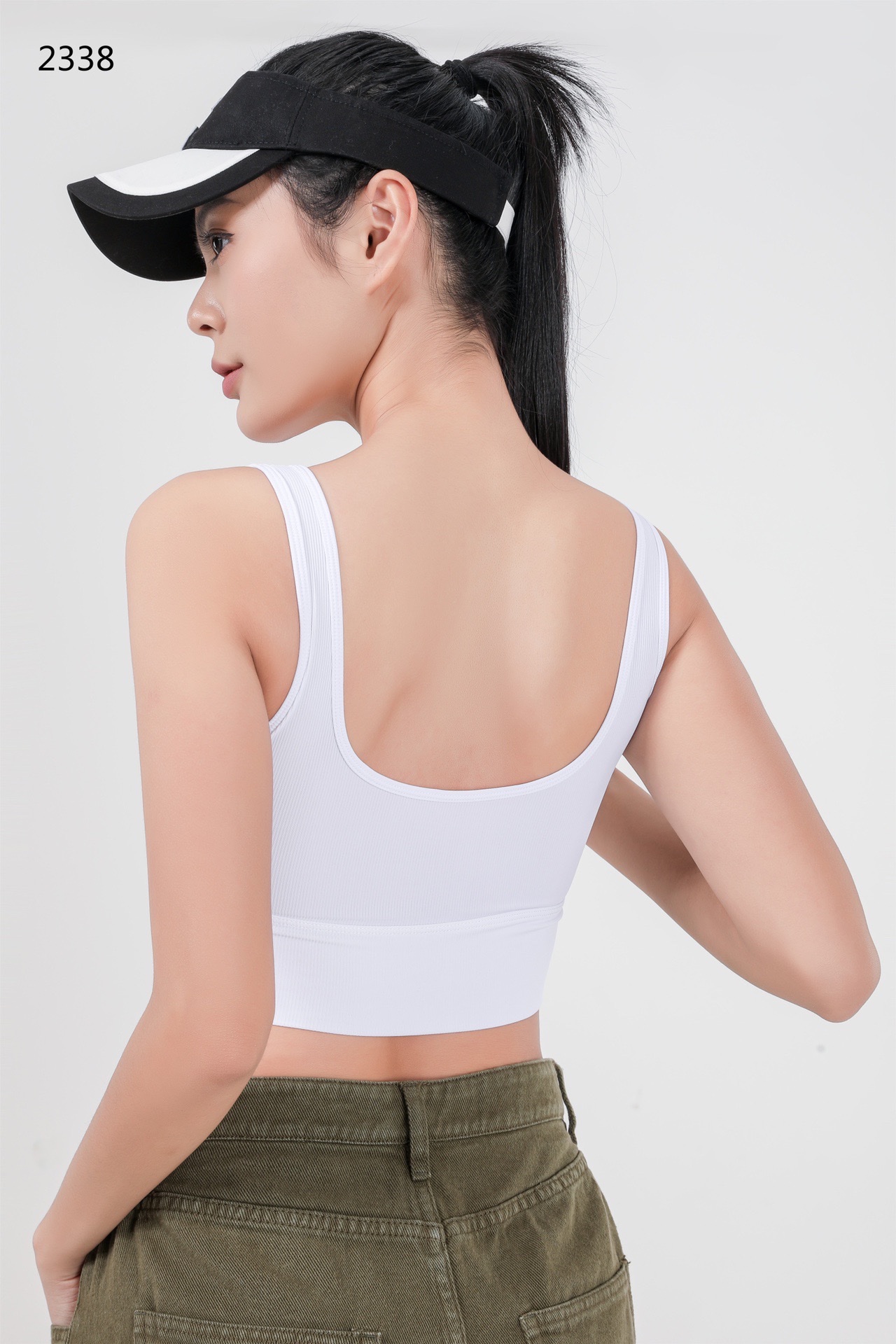 2338 Thousand Change Latex Fixed Cup Nylon High Elastic Fine Ribbed Casual Back Bra (M L Two Size) Specification drawing