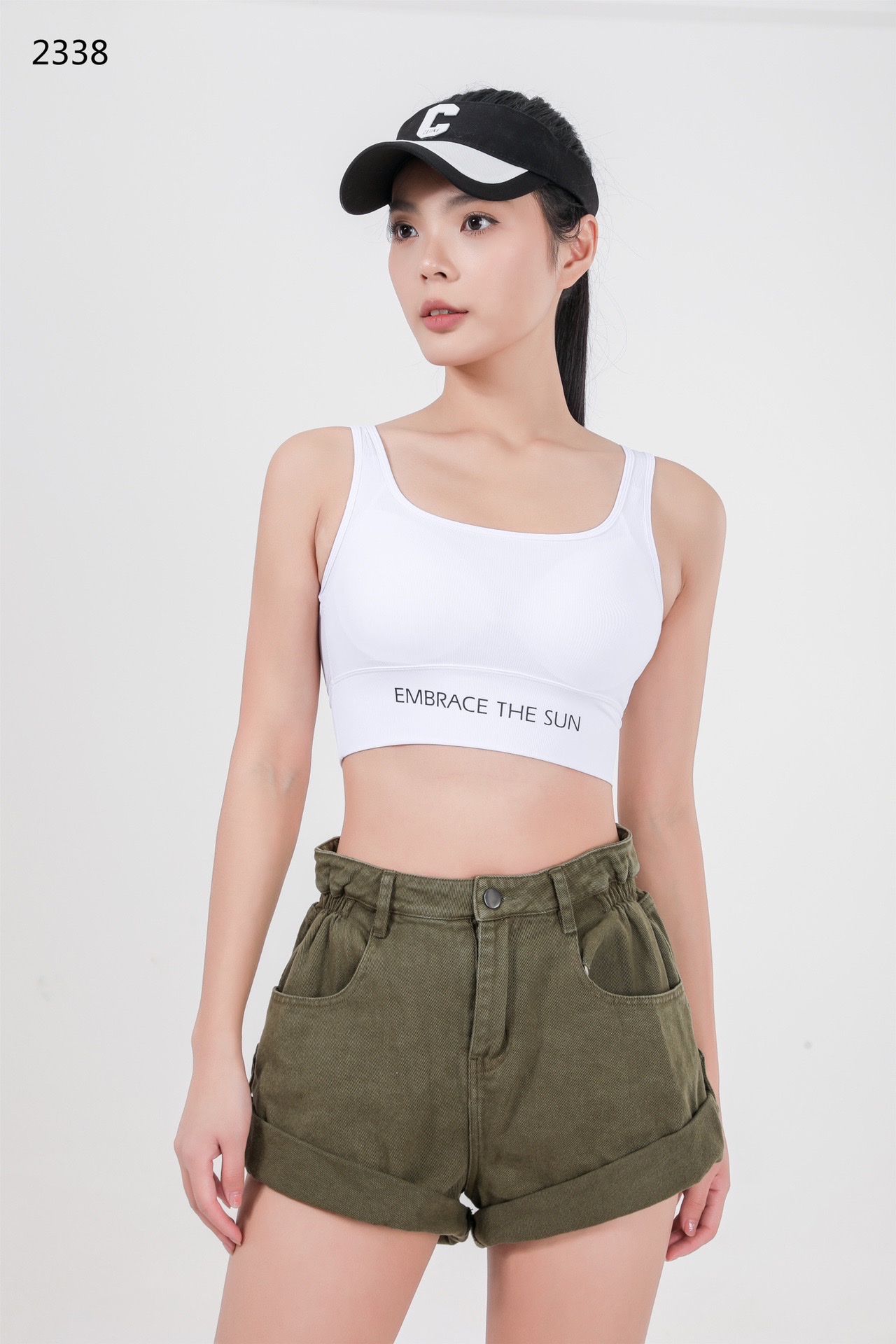 2338 Thousand Change Latex Fixed Cup Nylon High Elastic Fine Ribbed Casual Back Bra (M L Two Size) details Picture