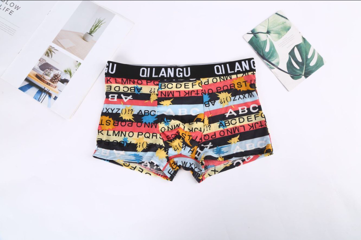 OILANGU English words men's patterned boxers slim fit trend fashion personality printed skirt