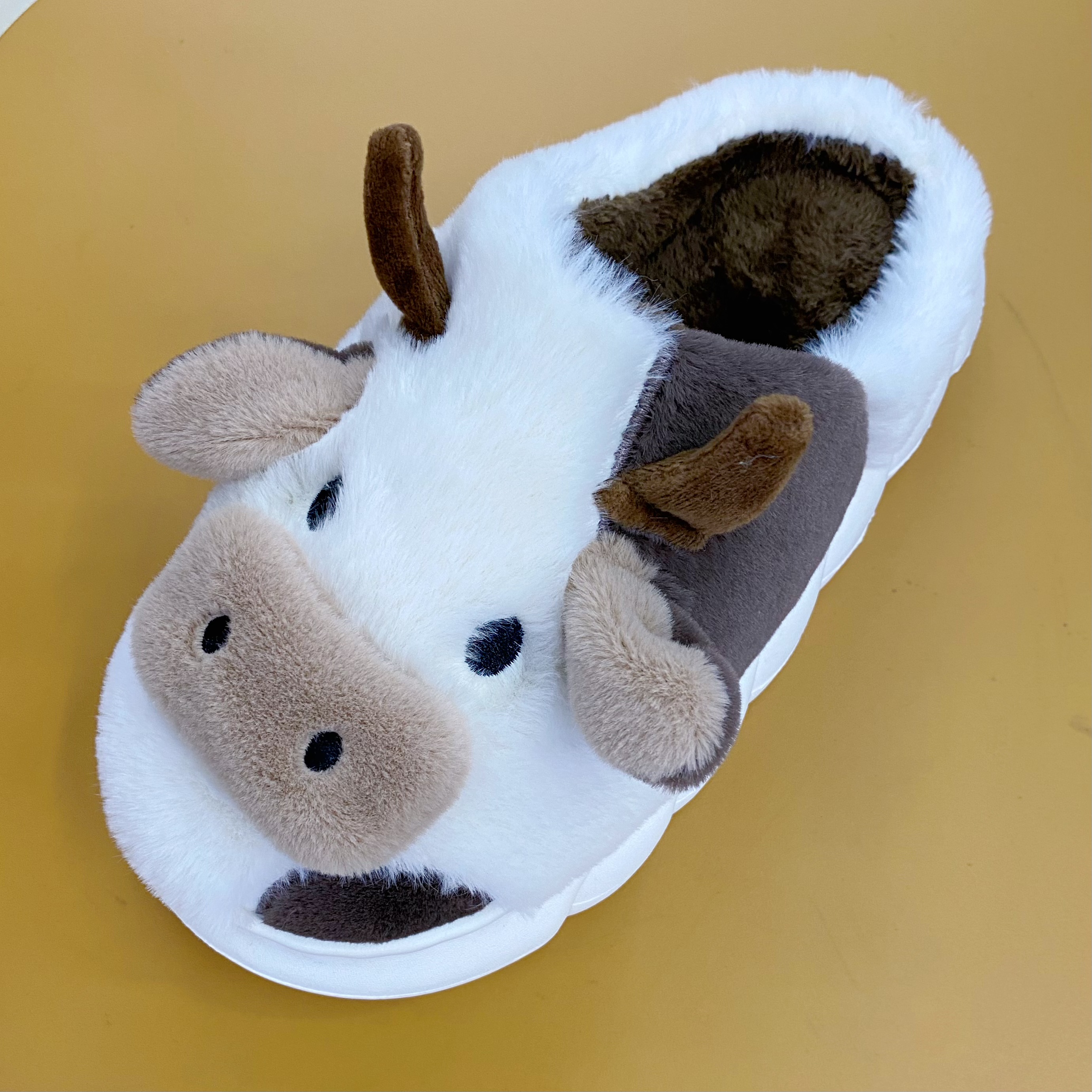 卡通居家棉拖鞋工艺拖鞋奶牛款毛绒保暖拖鞋，秋冬季穿详情图4