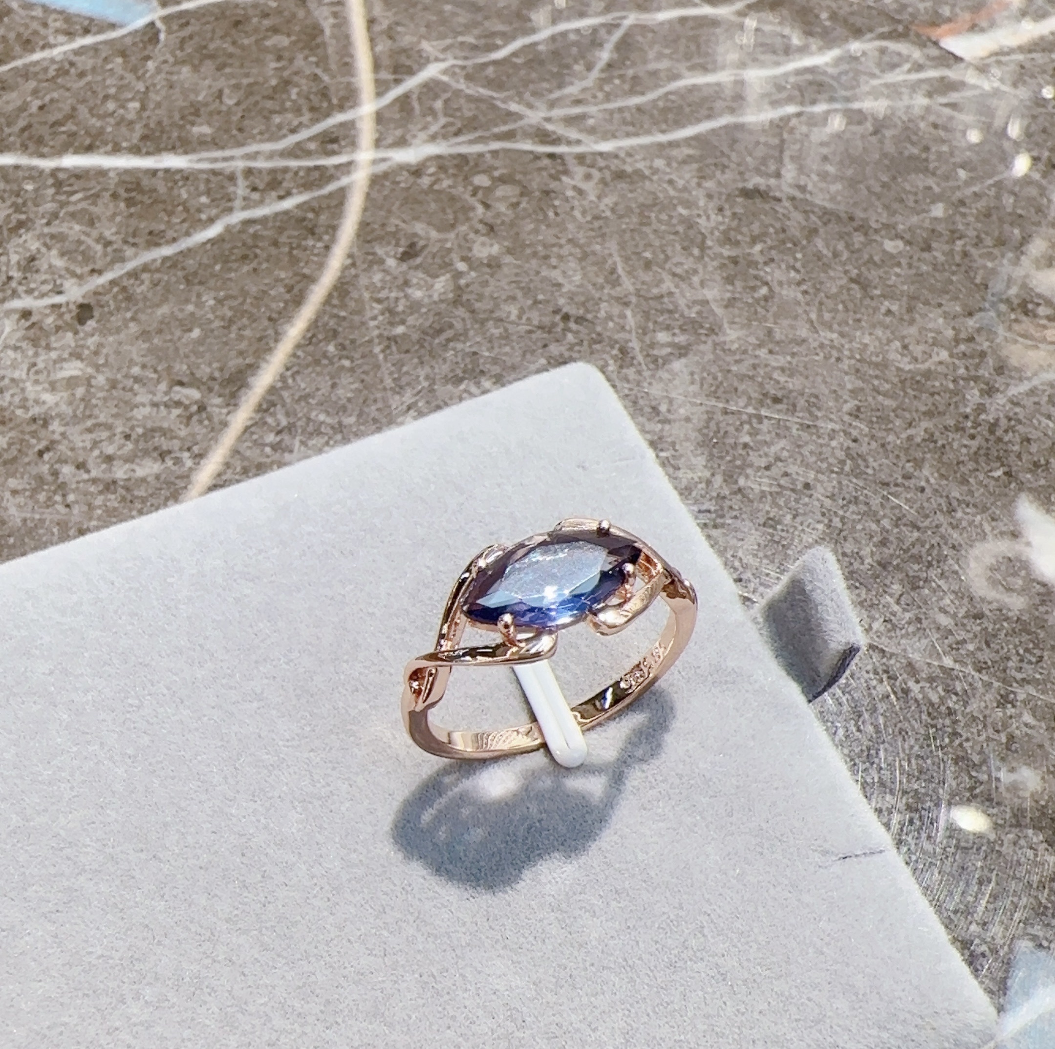 Gulkina European and American creative 585 rose gold jewelry, ins style accessories, simple Zircon women's ring wholesale detail image 1