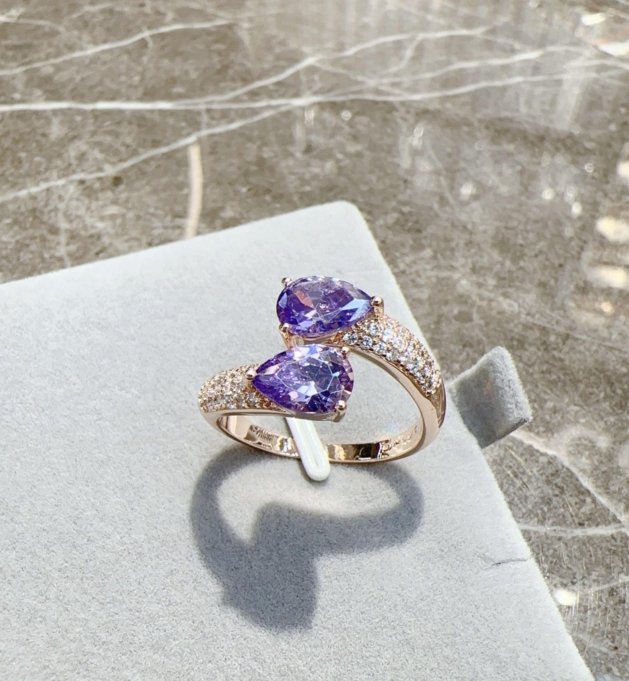 Gulkina欧美货源直供跨境电商585玫瑰金饰品锆石戒指女士指环批发