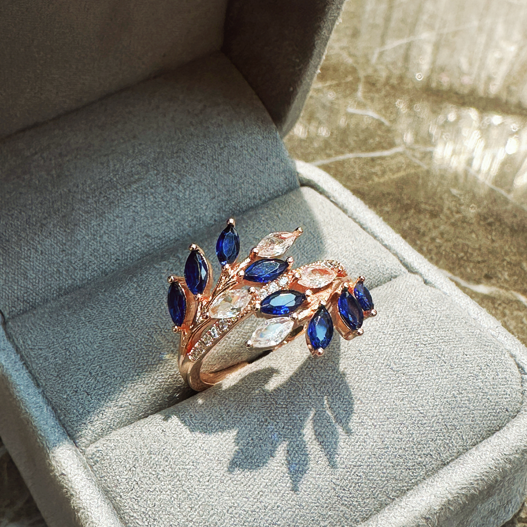 Gulkina585 Rose gold ring, real gold zircon ring, Russian jewelry and bracelet ring, AliExpress accessories wholesale in Europe and America detail image 3