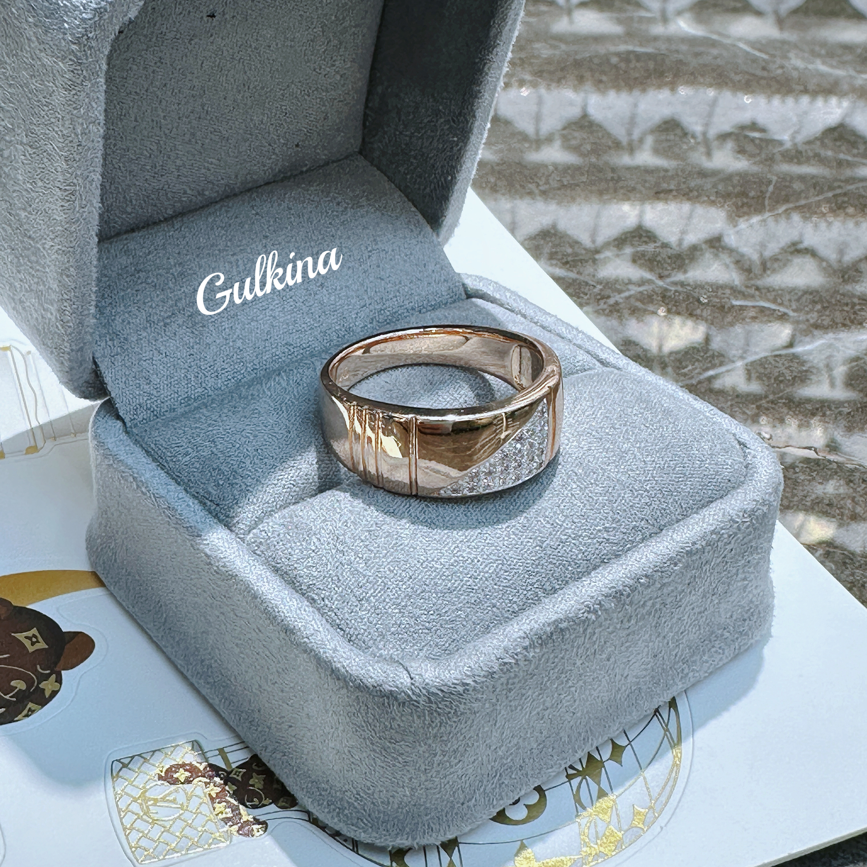 Gulkina rose gold zircon ring, real gold electroplated ring, cross-border direct supply to Amazon AliExpress jewelry detail image 3