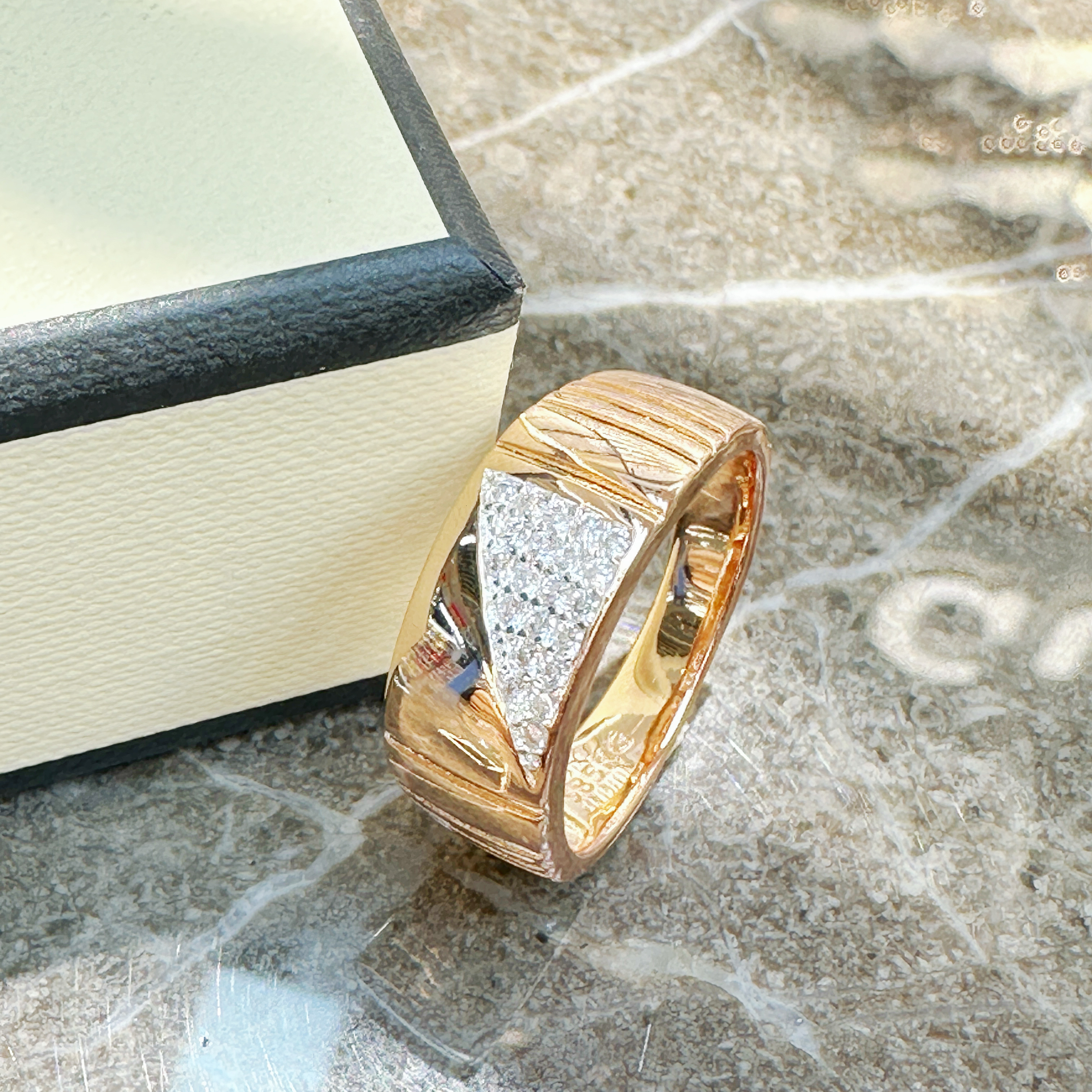 Gulkina rose gold zircon ring, real gold electroplated ring, cross-border direct supply to Amazon AliExpress jewelry detail image 1