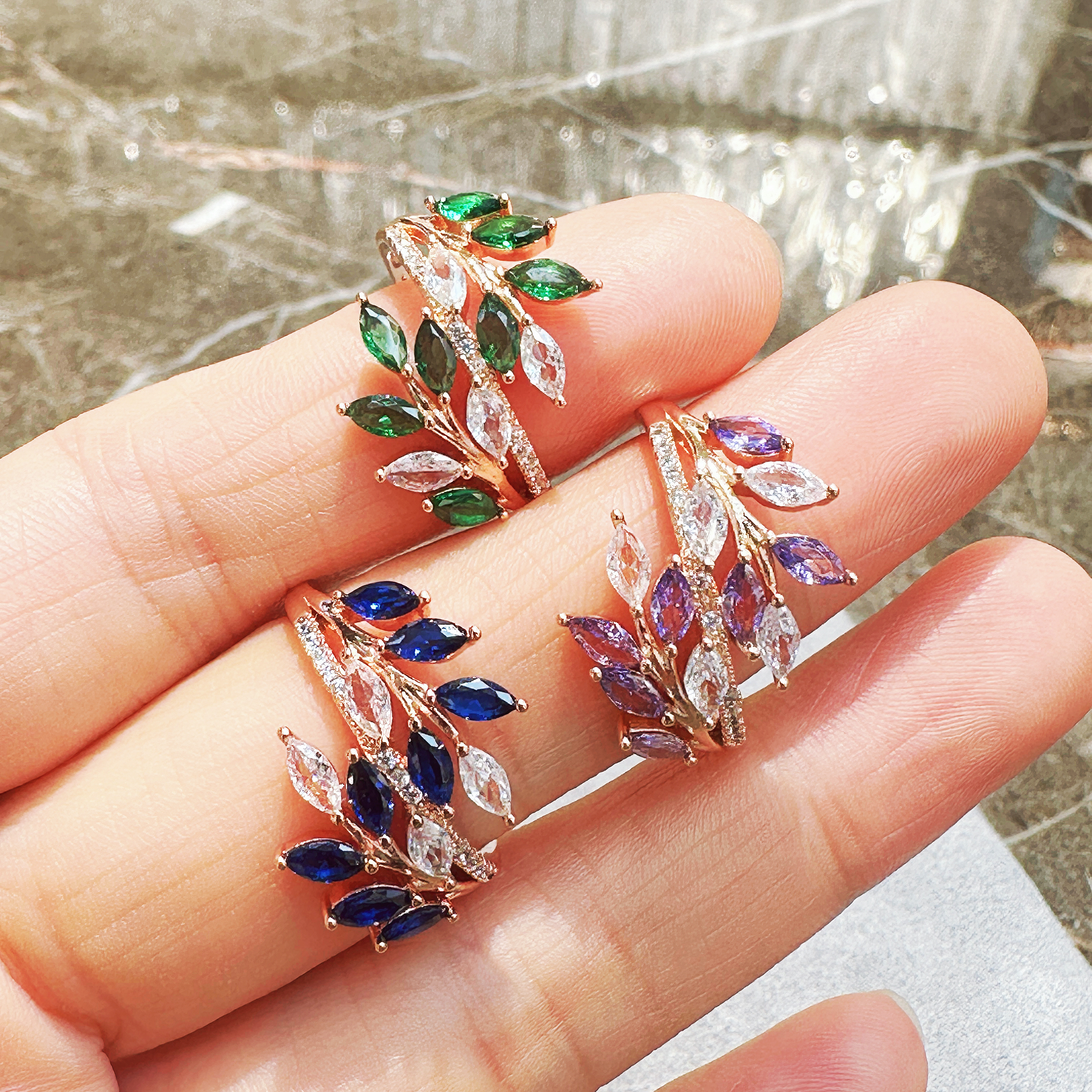 Gulkina585 Rose gold ring, real gold zircon ring, Russian jewelry and bracelet ring, AliExpress accessories wholesale in Europe and America detail image 5