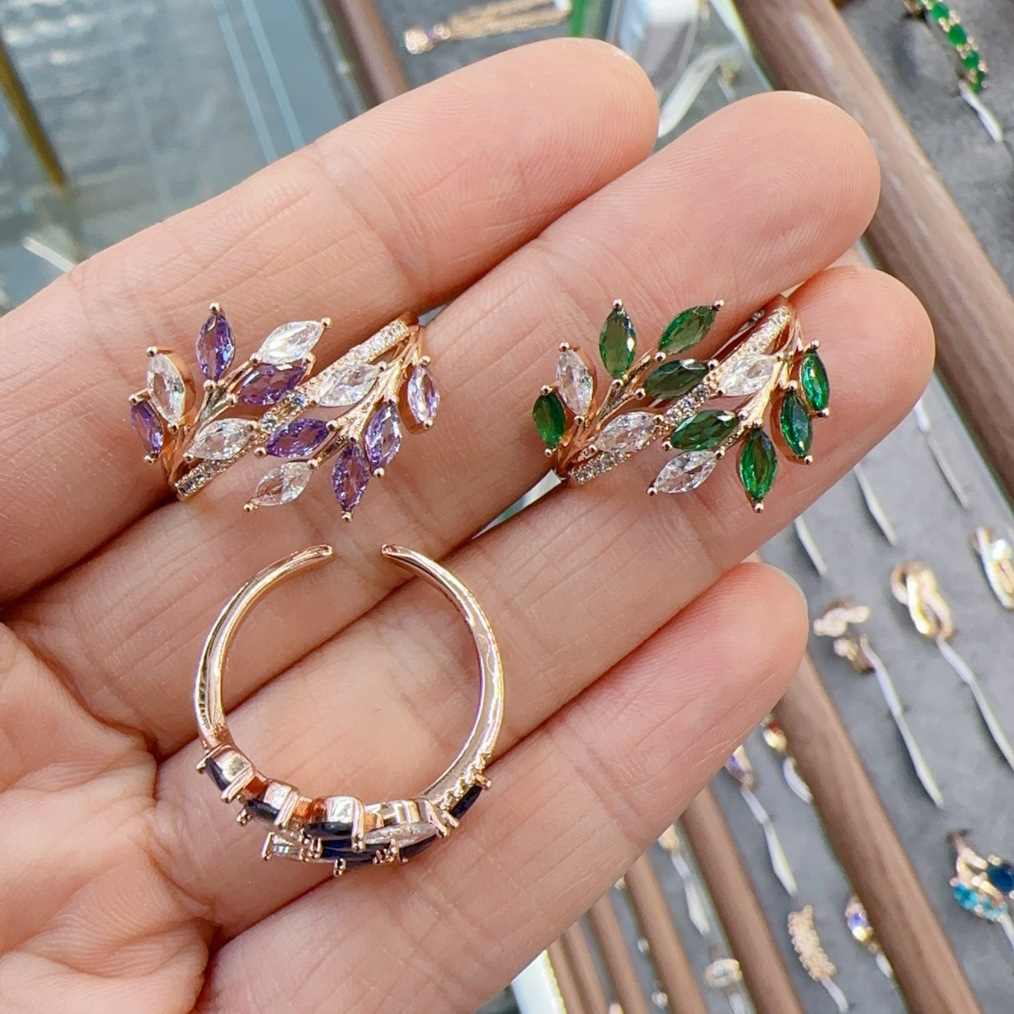Gulkina585 Rose gold ring, real gold zircon ring, Russian jewelry and bracelet ring, AliExpress accessories wholesale in Europe and America detail image 6