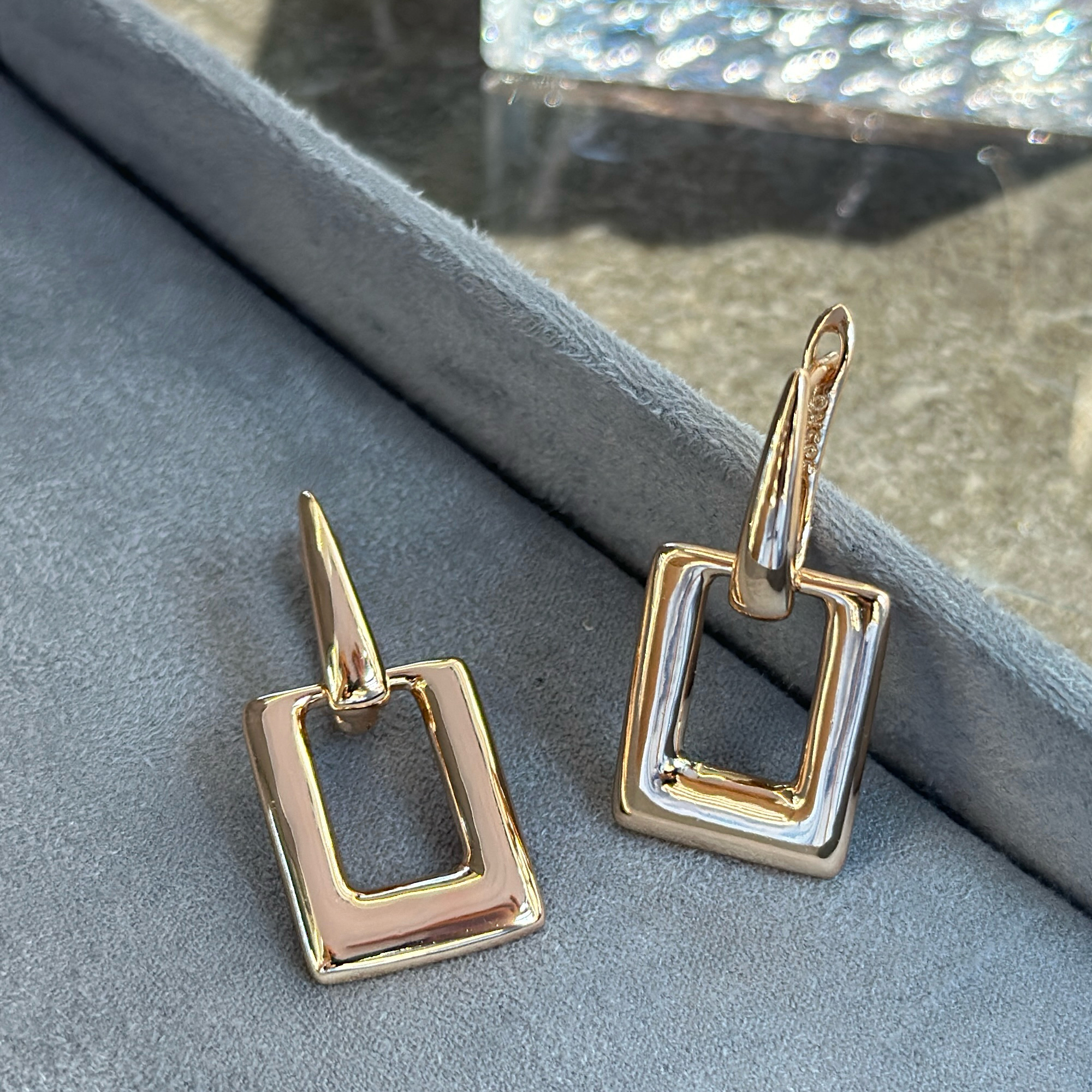 Gulkina's personalized and fashionable earrings, 585 simple earrings, European and American cross-border e-commerce bestsellers, geometric earrings wholesale, Russian jewelry sources, Eastern European trade export, European popular accessories Specification image