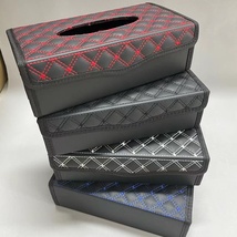 车载纸巾盒红酒折叠纸巾盒绣线格纹鳄鱼纹皮革抽纸盒