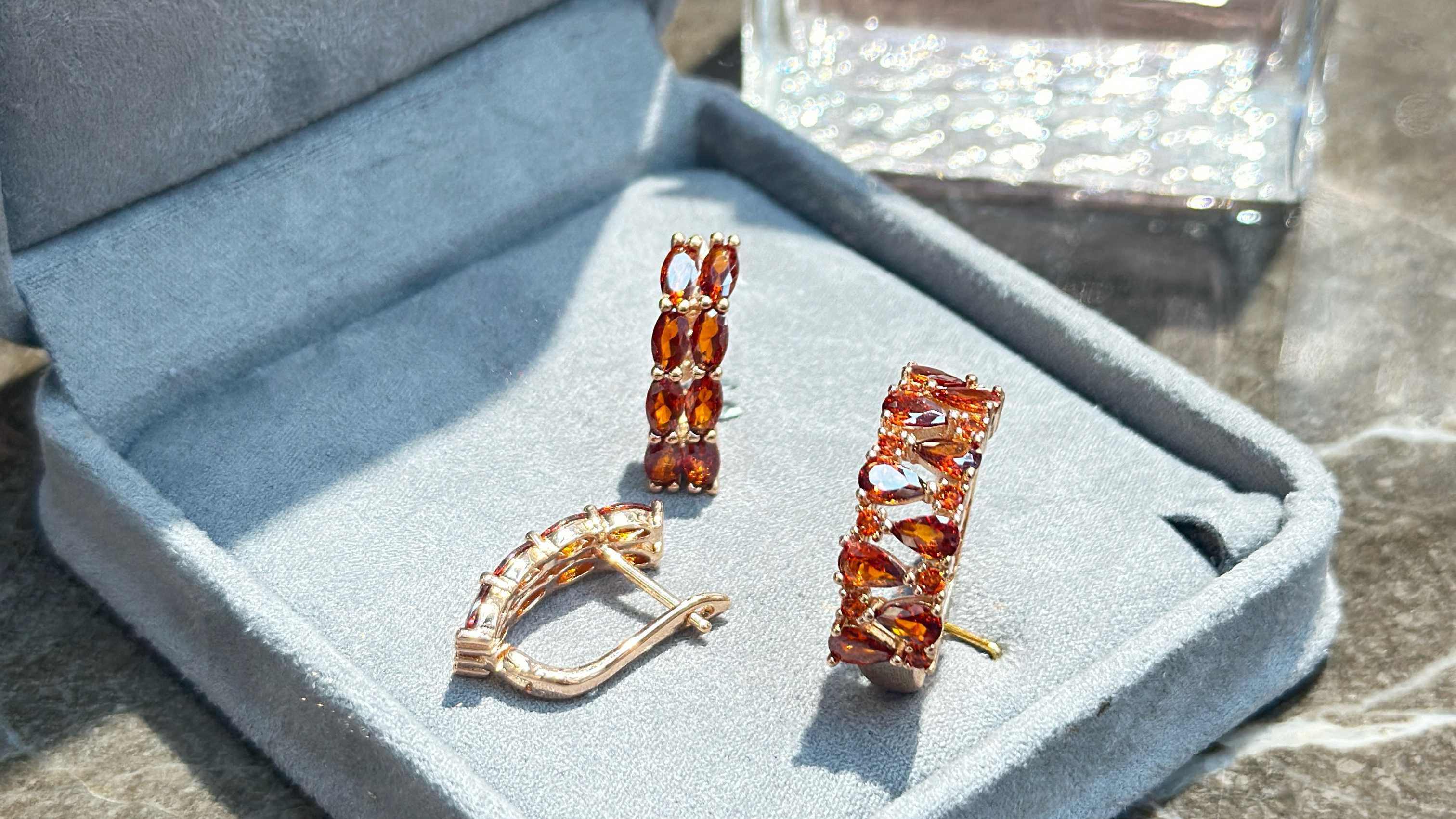 Gulkina Zircon jewelry set, Sudanese stone color earrings and rings, retro light luxury, European and American fashion micro-inset accessories, Xiaohongshu Douyin cross-border e-commerce bestsellers, export accessories wholesale, sample customization detail image 2