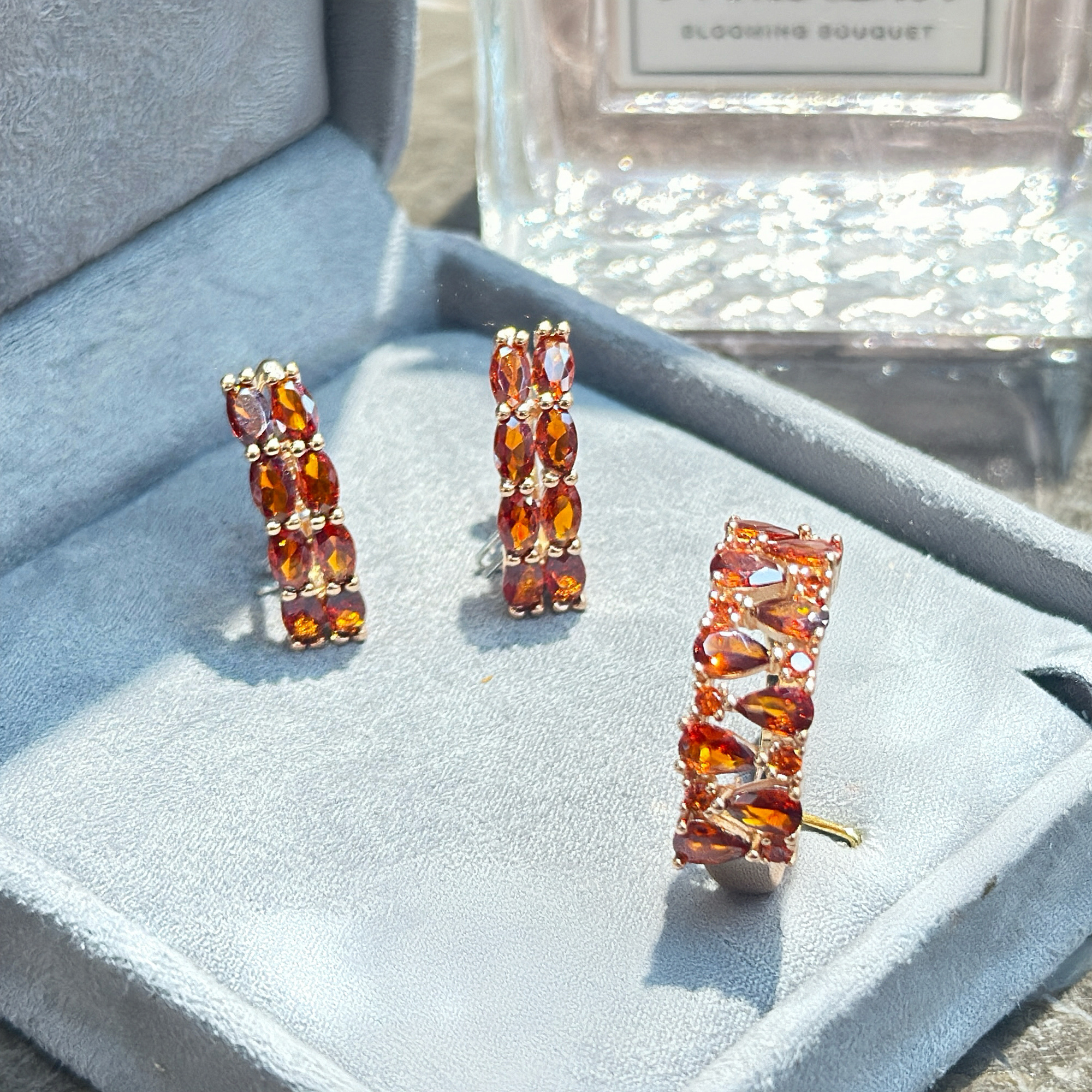 Gulkina锆石首饰套装苏丹石色耳环戒指复古轻奢欧美时尚微镶饰品小红书抖音跨境电商爆款外贸出口饰品批发来样定制