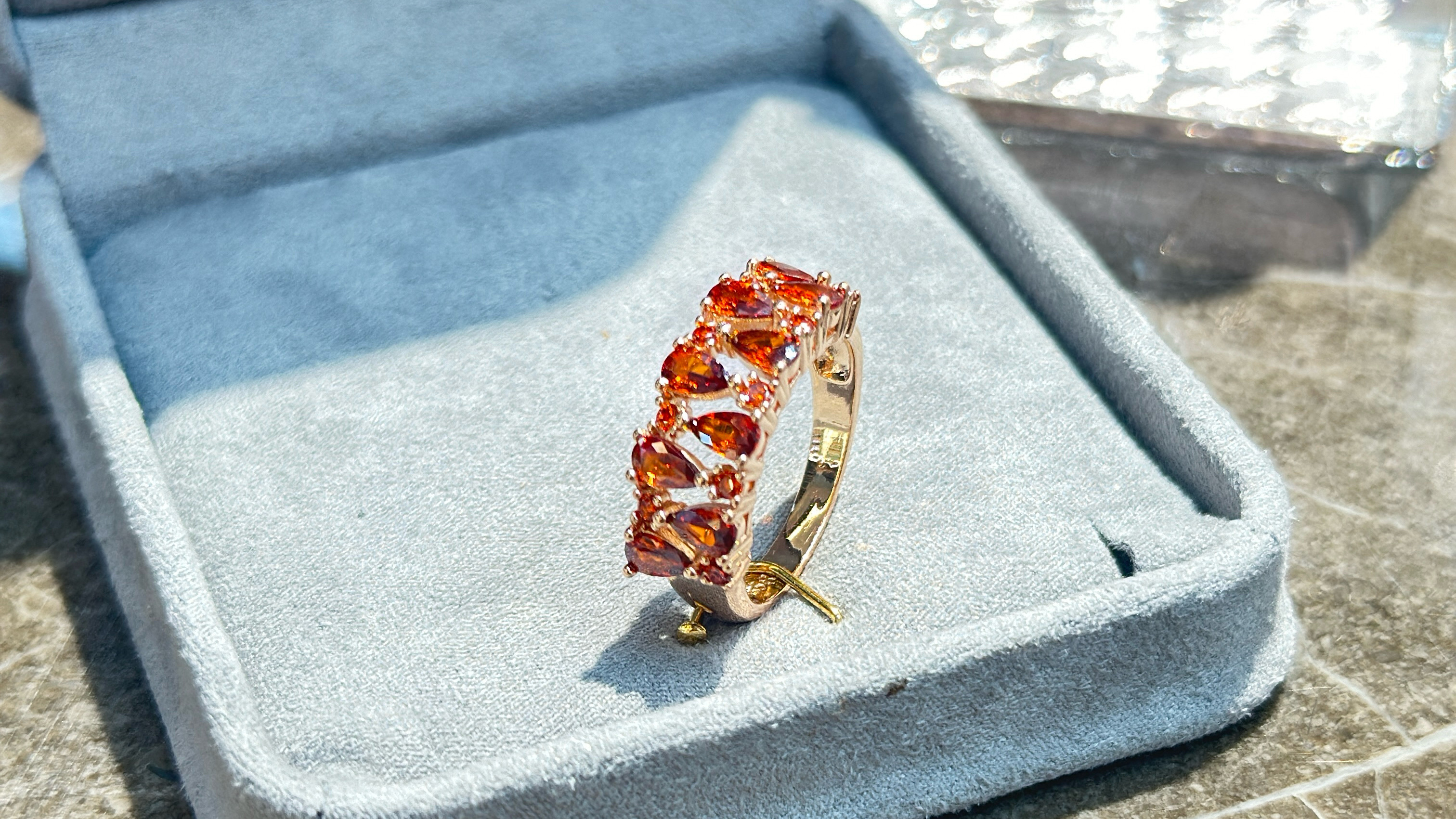 Gulkina Zircon jewelry set, Sudanese stone color earrings and rings, retro light luxury, European and American fashion micro-inset accessories, Xiaohongshu Douyin cross-border e-commerce bestsellers, export accessories wholesale, sample customization detail image 3