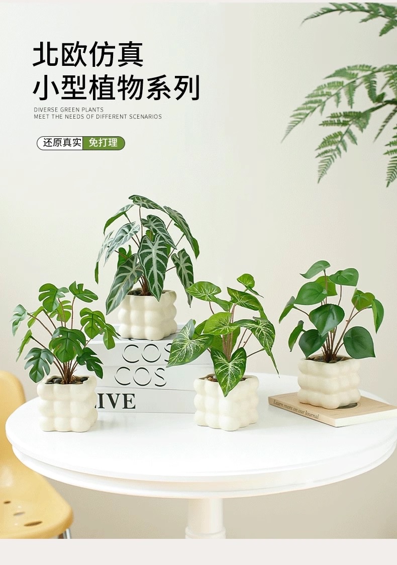 仿真龟背叶绿植树盆景假植物仿真树绿植盆景家居桌面装饰品绿化摆件带花盆绿植盆景