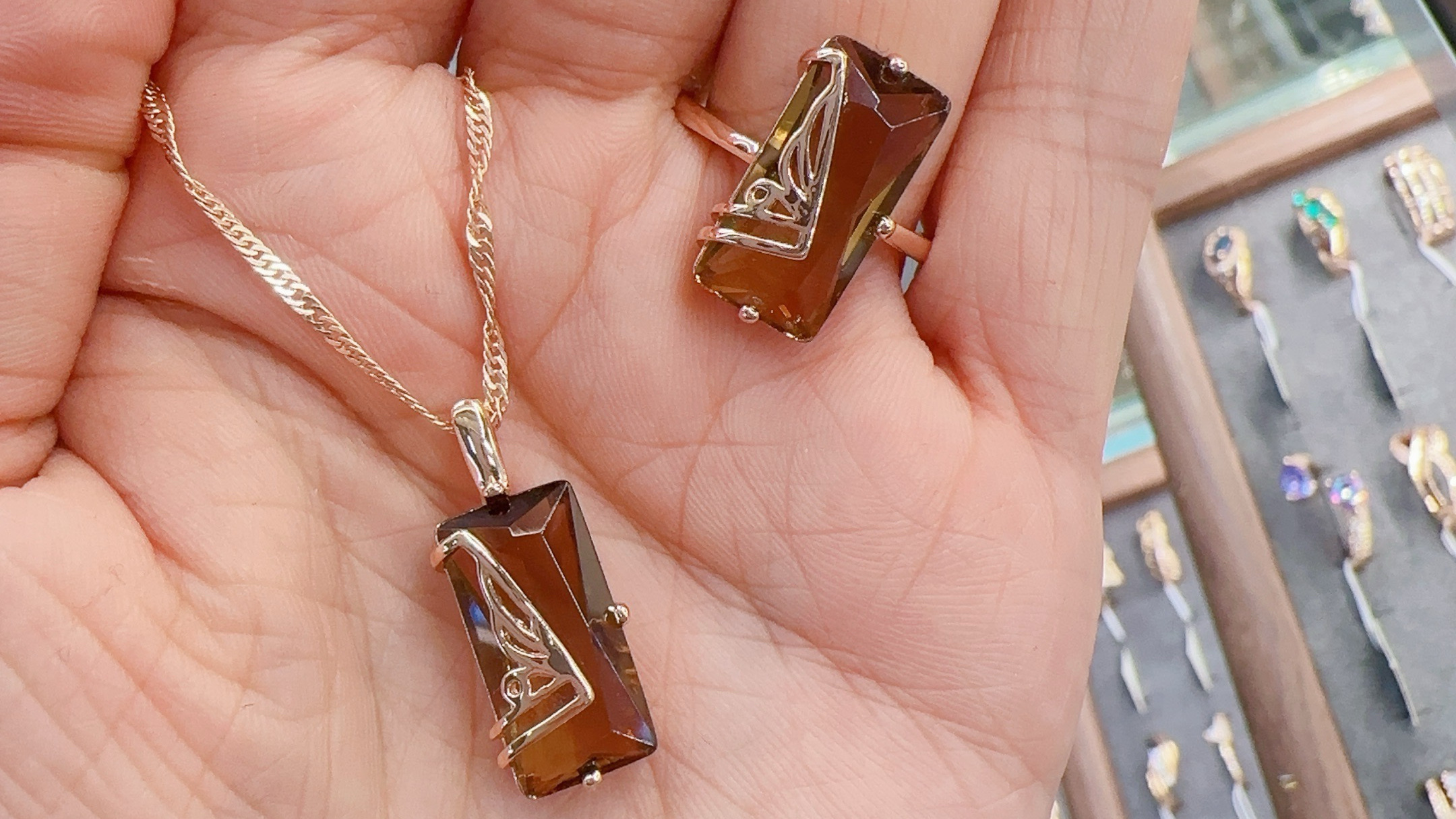 Gulkina585 Purple Gold Jewelry Set, Sudanese stone color earrings, necklace, Cross-border ring, Russian export accessories, cross-border e-commerce bestseller ring set, wish, AliExpress, Amazon supply Application Scenario