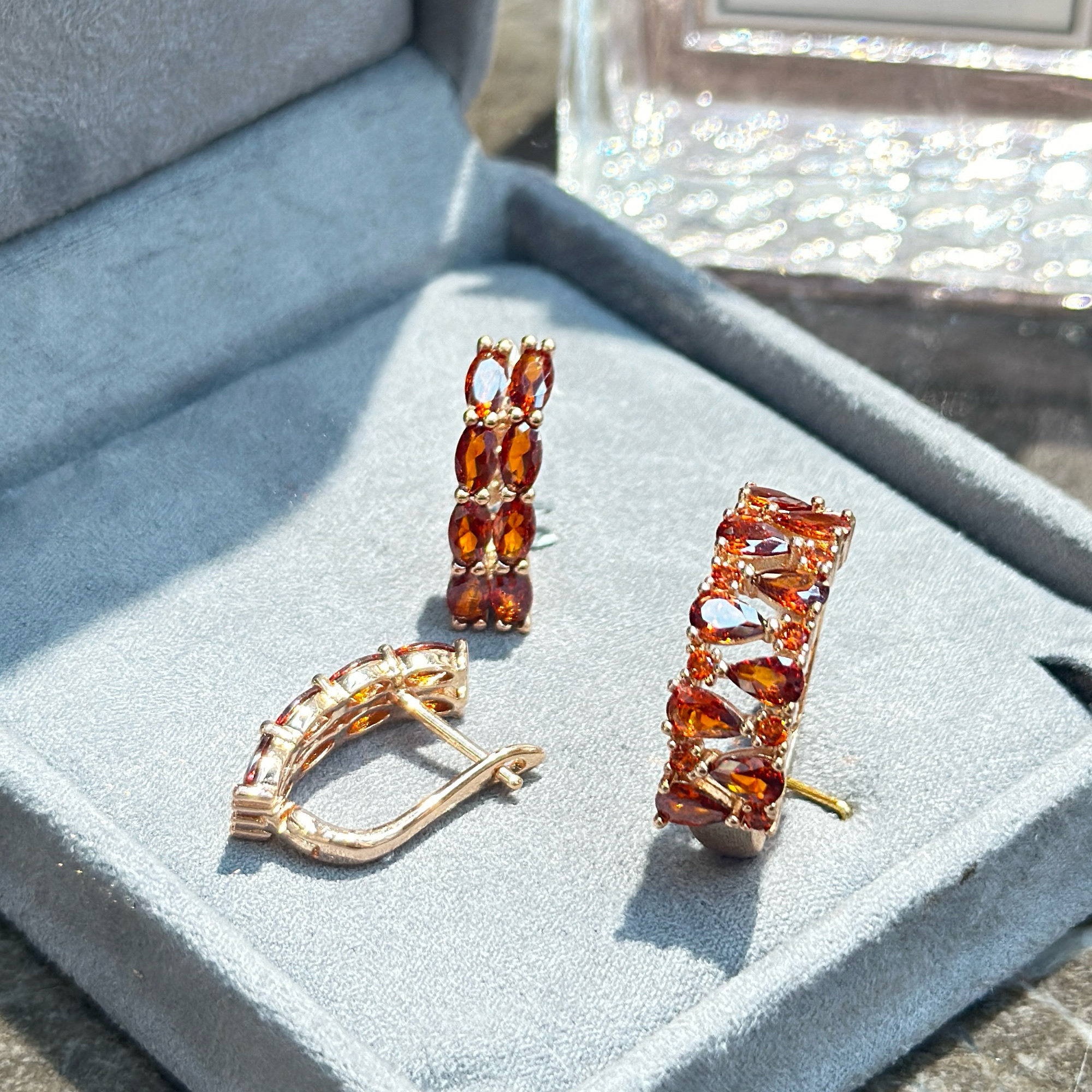 Gulkina Zircon jewelry set, Sudanese stone color earrings and rings, retro light luxury, European and American fashion micro-inset accessories, Xiaohongshu Douyin cross-border e-commerce bestsellers, export accessories wholesale, sample customization details Picture