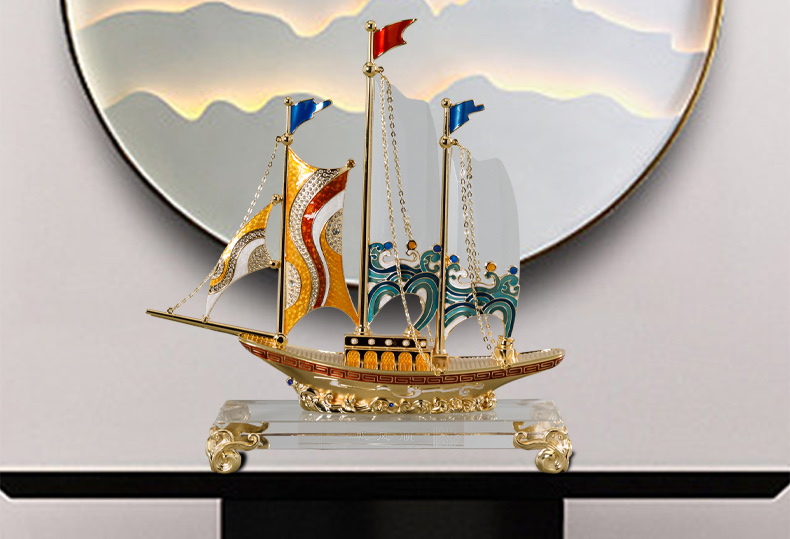 一帆风顺帆船摆件高档客厅领导办公室装饰工艺品公司乔迁开业礼物M977C详情图2