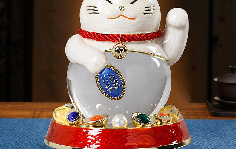 创意招财猫客厅水晶球桌面装饰摆件家居饰品电视柜办公室开业礼物详情图2
