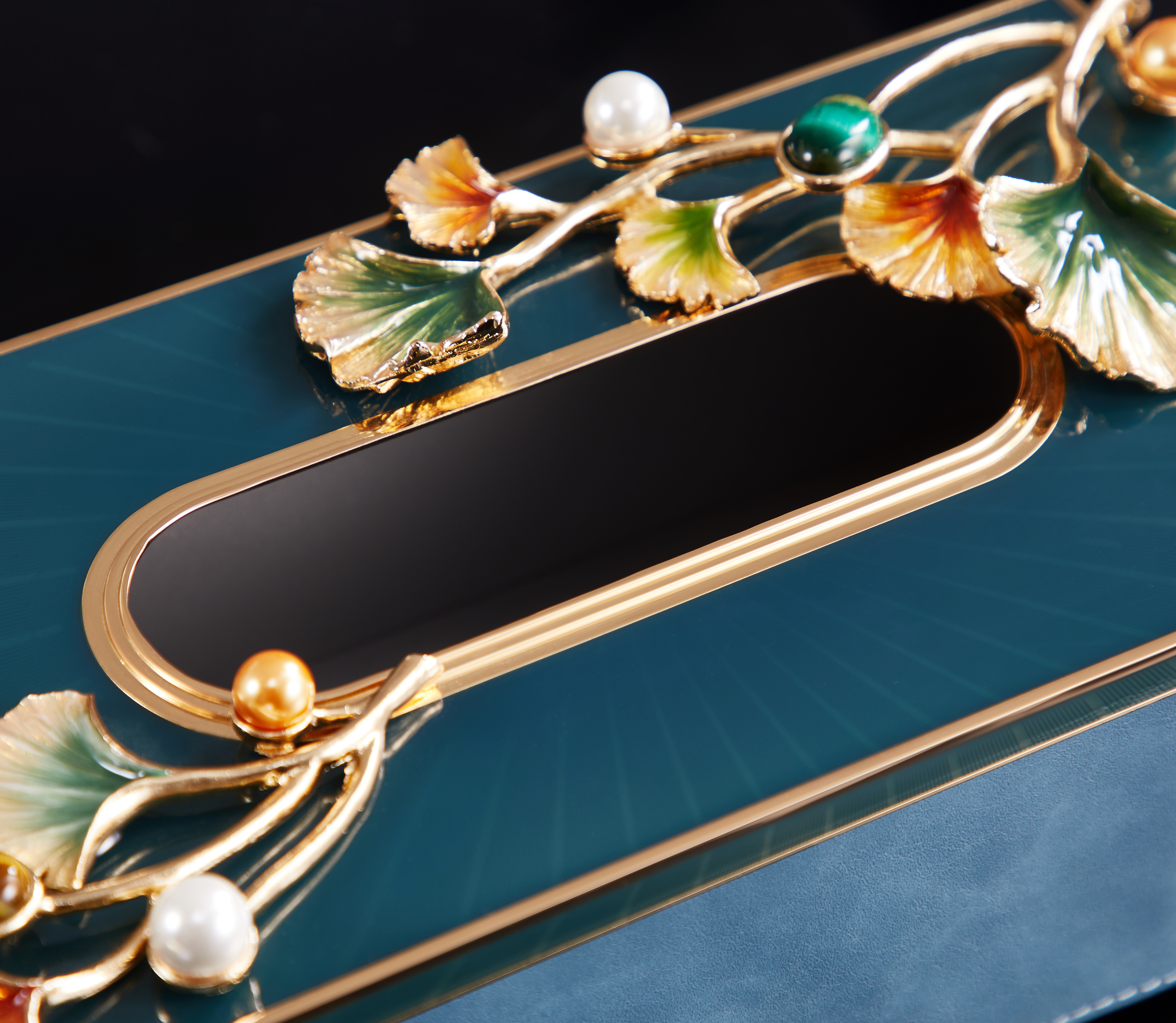 轻奢珐琅彩抽纸盒家用客厅桌面卫生纸巾盒新中式创意高端卷纸收纳M804B详情图2