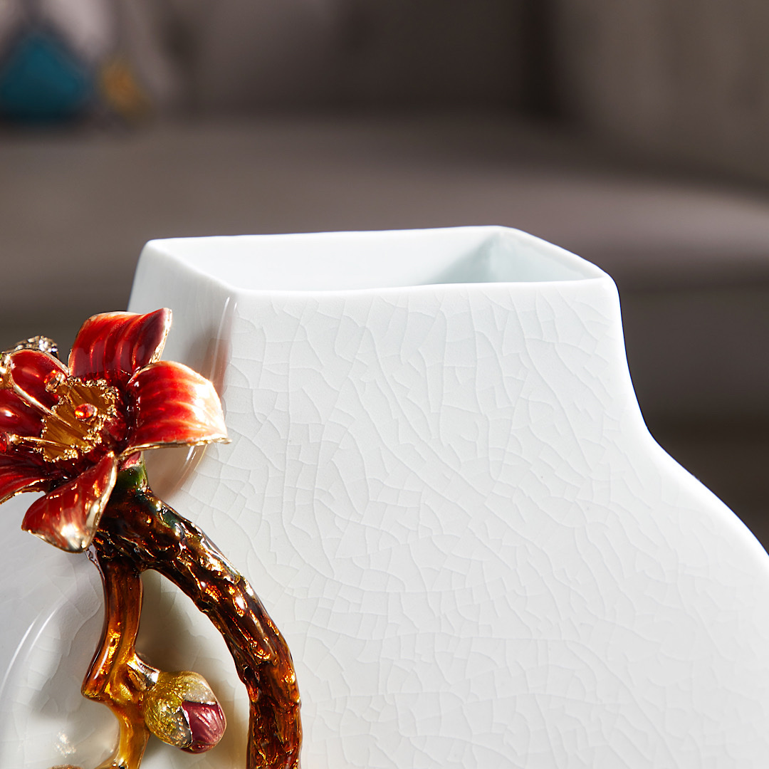 珐琅彩琉璃花瓶玄关桌面床头插花台式摆件美式复古风格客厅餐桌摆件M823详情图5