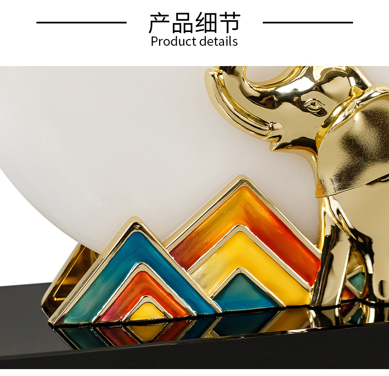 新中式珐琅彩玉石平安扣摆件家居轻奢饰品客厅玄关电视柜酒柜装饰M957详情图7