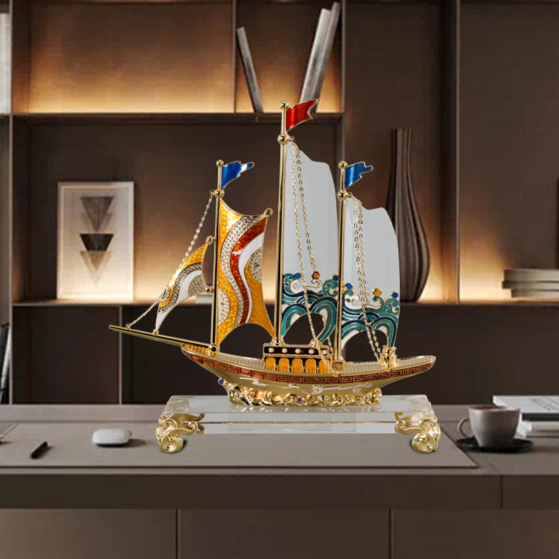 一帆风顺帆船摆件高档客厅领导办公室装饰工艺品公司乔迁开业礼物M977C图