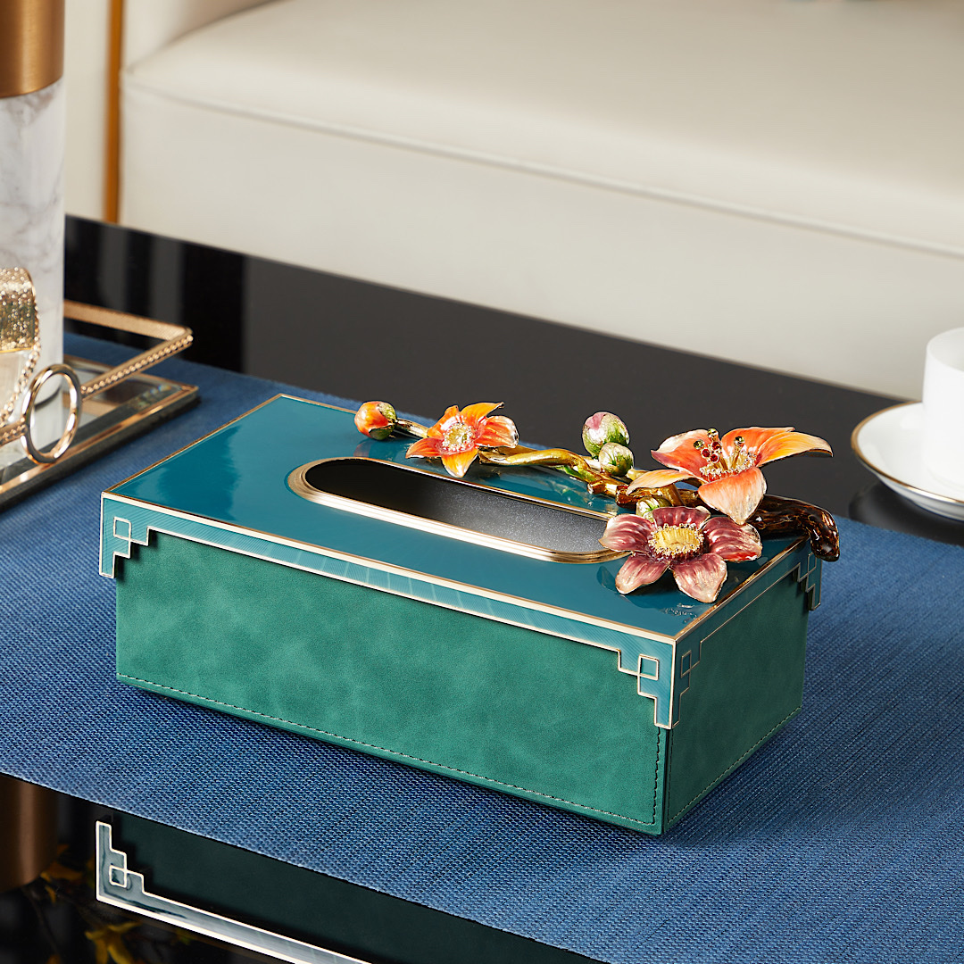 轻奢珐琅彩抽纸盒家用客厅桌面卫生纸巾盒新中式创意高端卷纸收纳M804