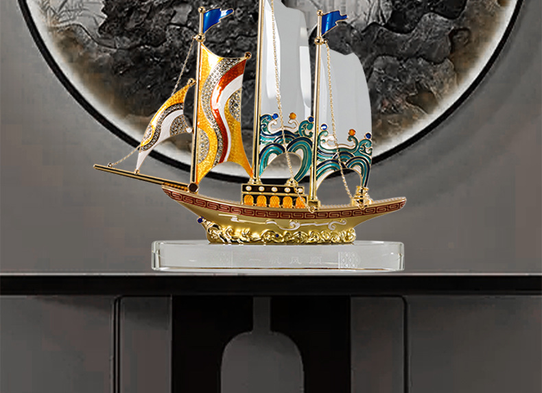 一帆风顺帆船摆件公司开业礼物高档办公室装饰工艺品乔迁礼品高端M977A.978A详情图2