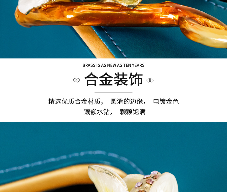 现代轻奢珐琅彩纸巾盒桌面茶几抽纸盒别墅样板间摆件高档面巾纸盒M1008详情图11