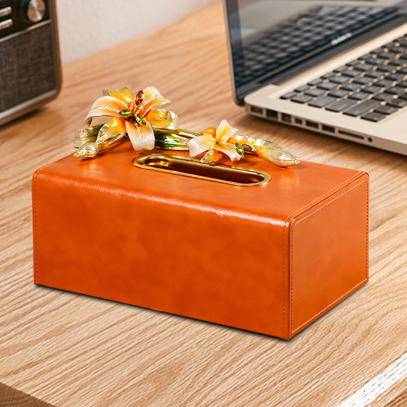 现代轻奢珐琅彩纸巾盒桌面茶几抽纸盒别墅样板间摆件高档面巾纸盒M1006产品图