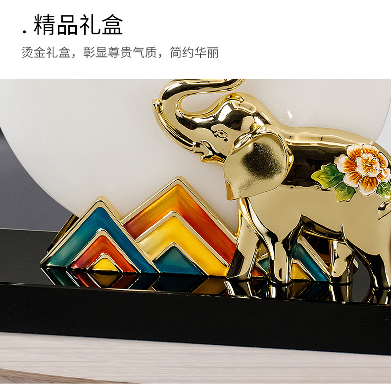 新中式珐琅彩玉石平安扣摆件家居轻奢饰品客厅玄关电视柜酒柜装饰M957详情图9