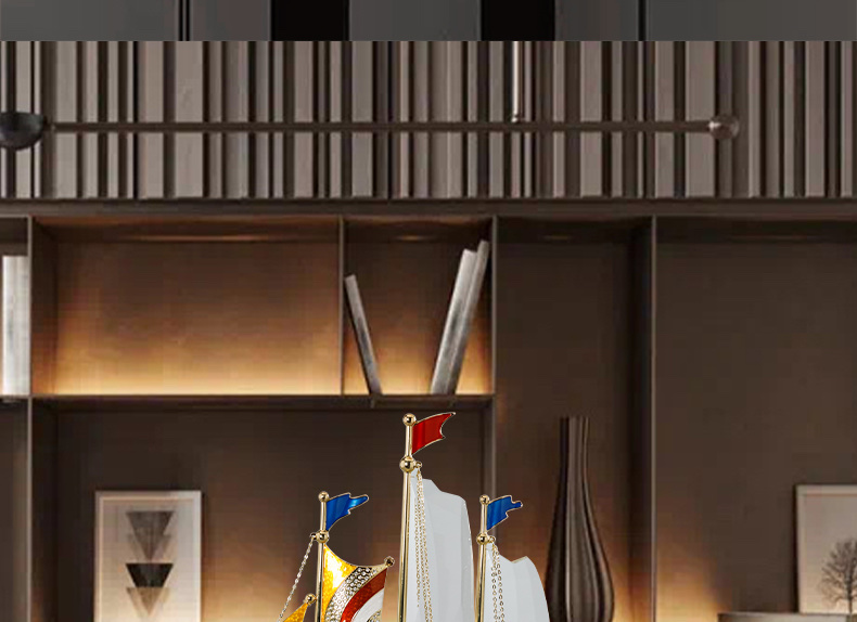 一帆风顺帆船摆件高档客厅领导办公室装饰工艺品公司乔迁开业礼物M977B.978B详情图3