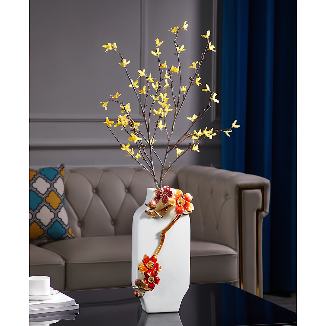 珐琅彩琉璃花瓶玄关桌面床头插花台式摆件美式复古风格客厅餐桌摆件M823产品图