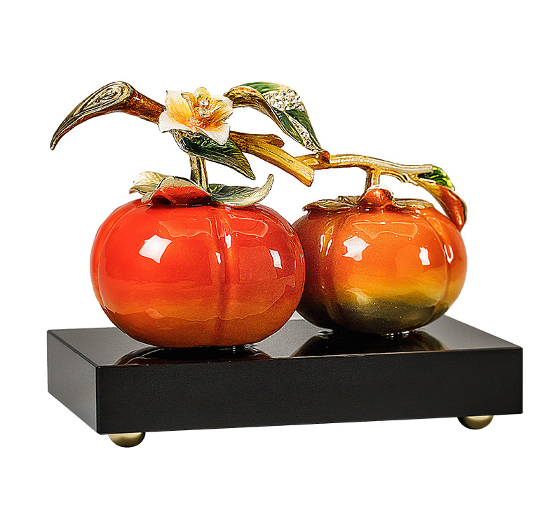 珐琅彩事事柿柿如意摆件新中式客厅酒柜装饰品搬新家送礼乔迁礼物细节图