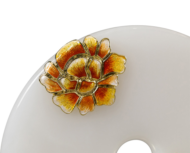 新中式珐琅彩玉石平安扣摆件家居轻奢饰品客厅玄关电视柜酒柜装饰M957细节图